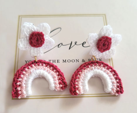 Handmade Crochet Rainbow Earrings