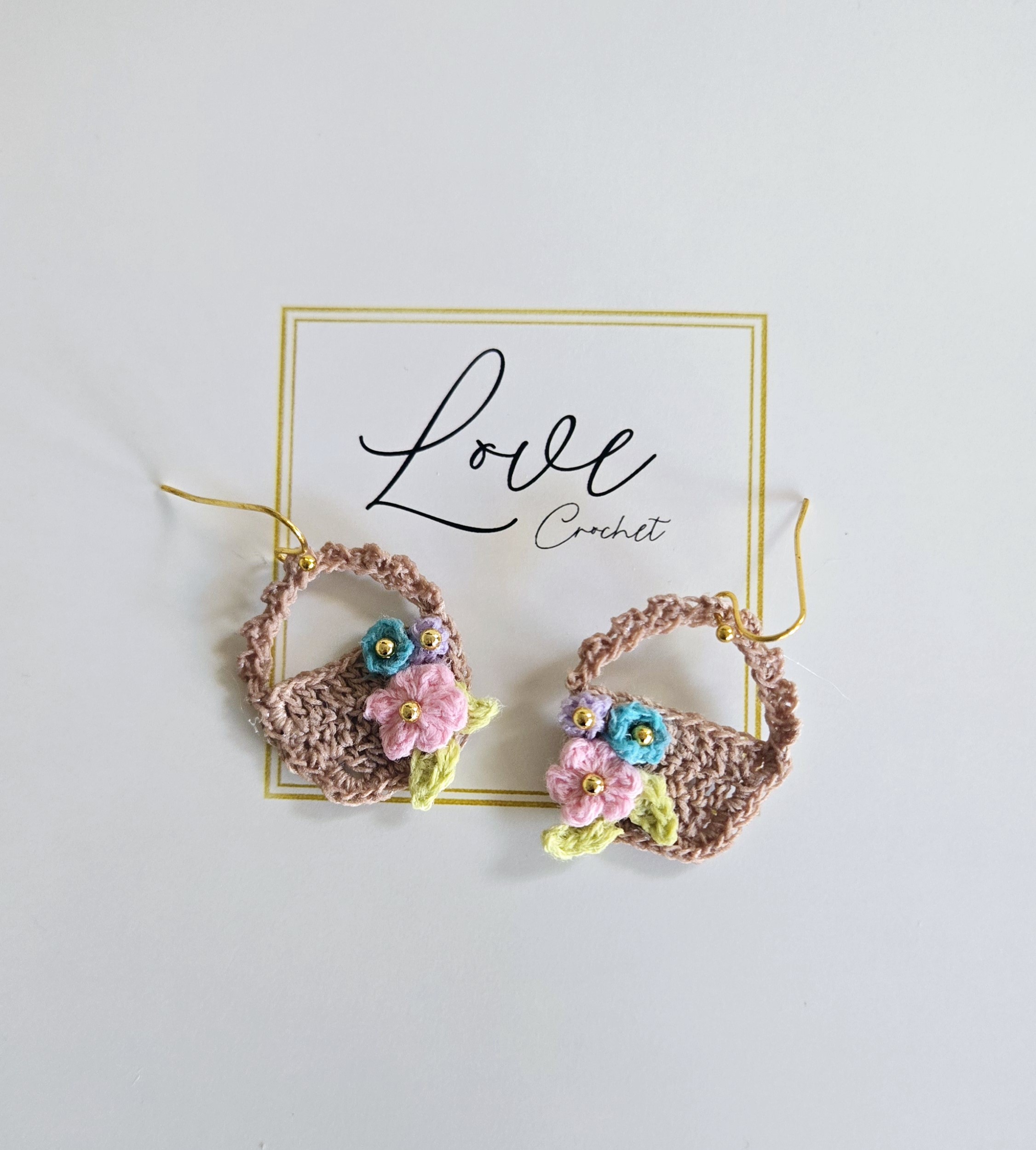 Handmade Crochet Basket Earrings