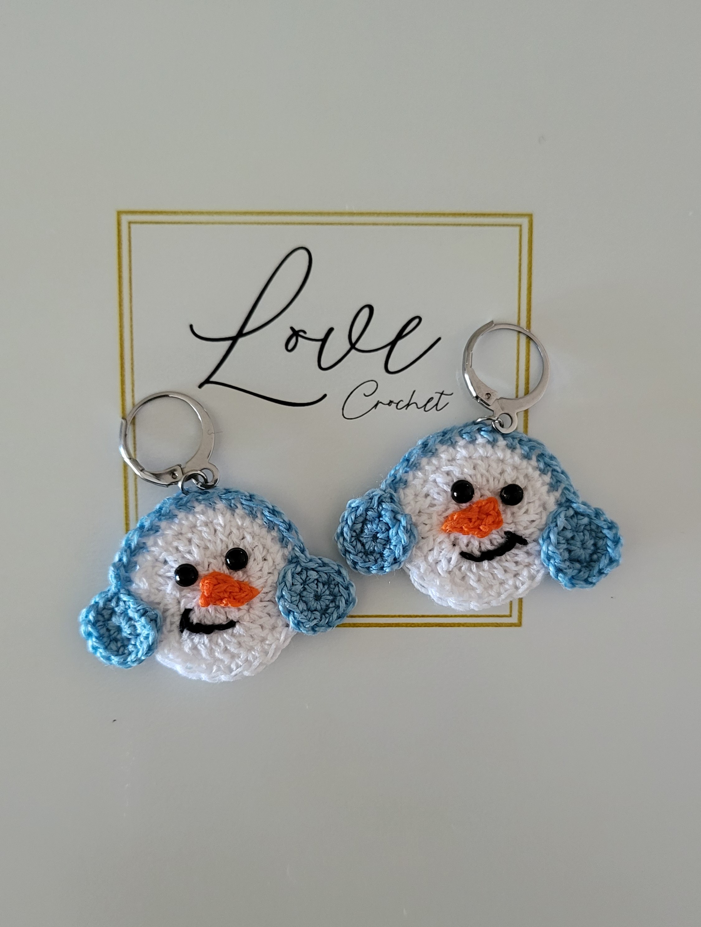 Crochet Snowman Earrings