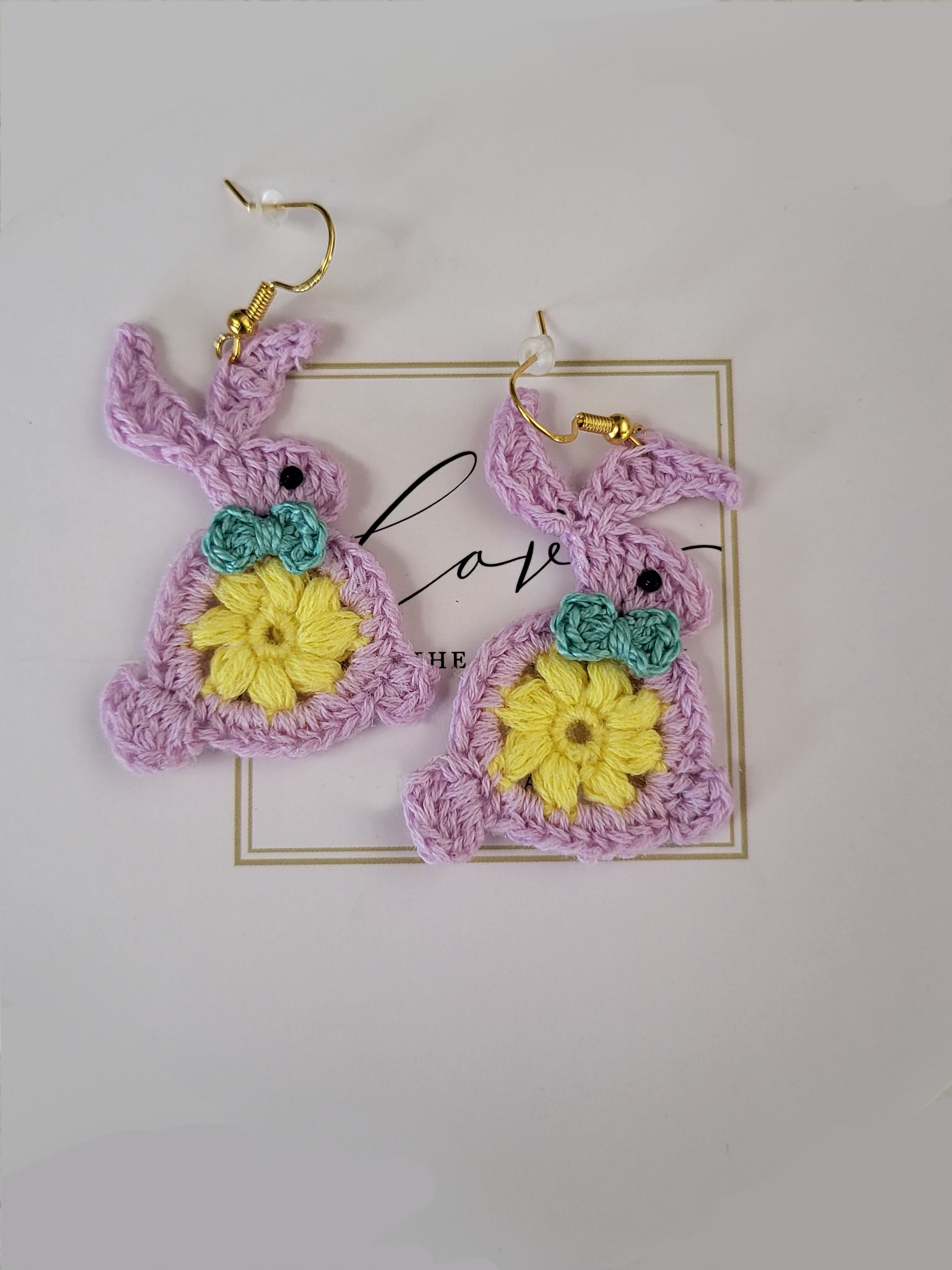 Handmade Crochet Bunny Earrings