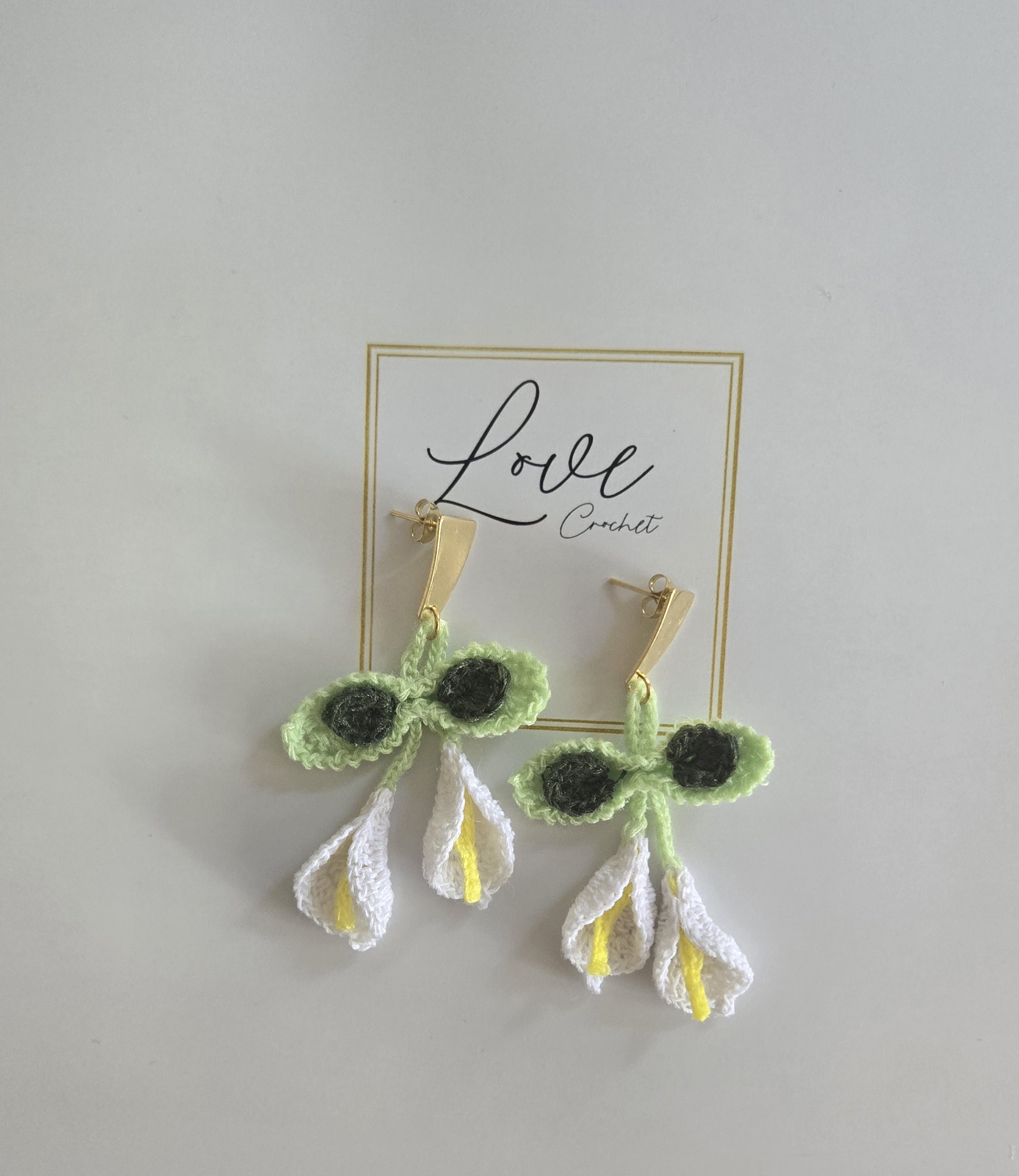 Handmade Crochet Calla Lily Flower Earrings