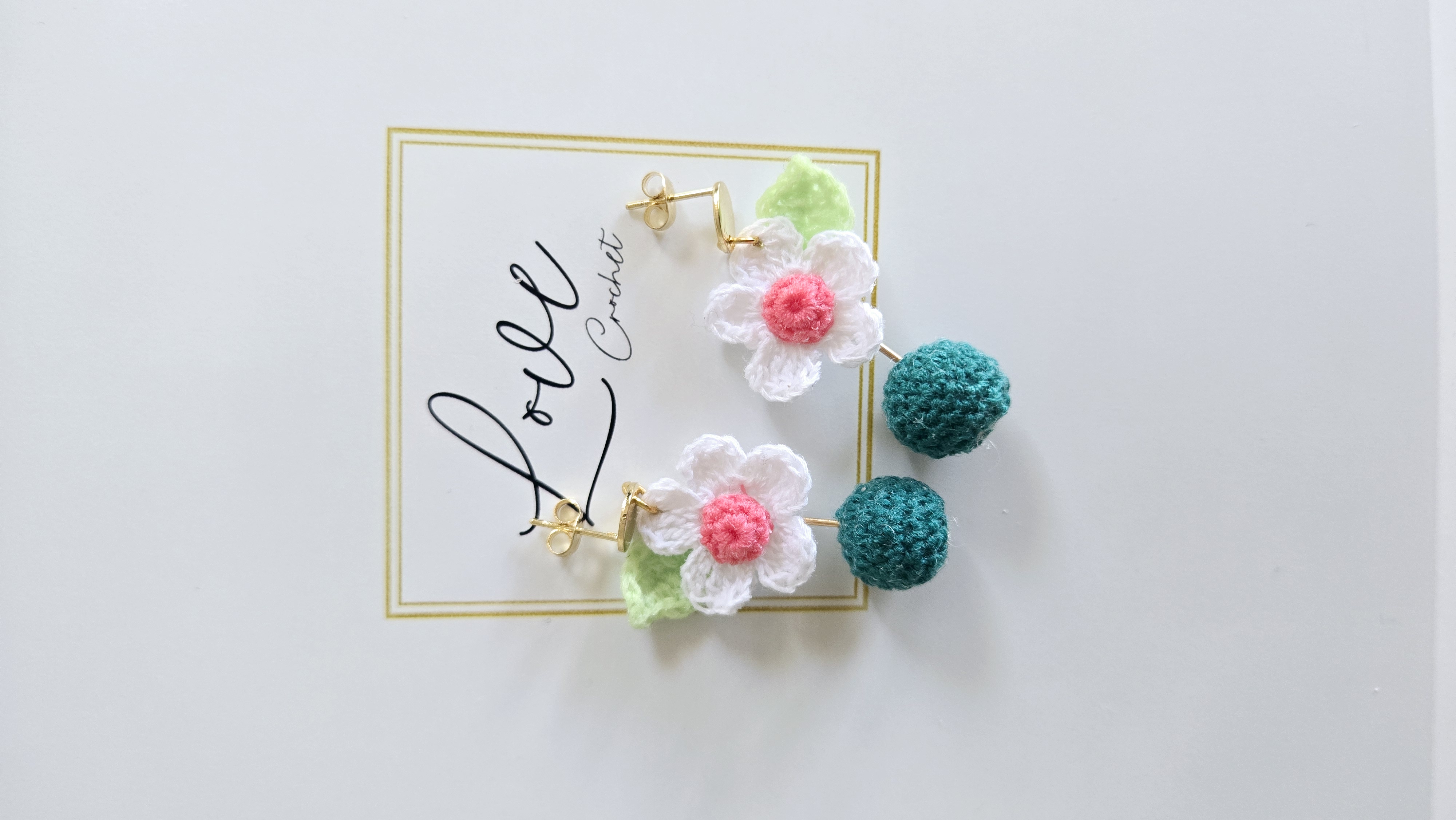 Handmade Crochet Ball Flower Earrings