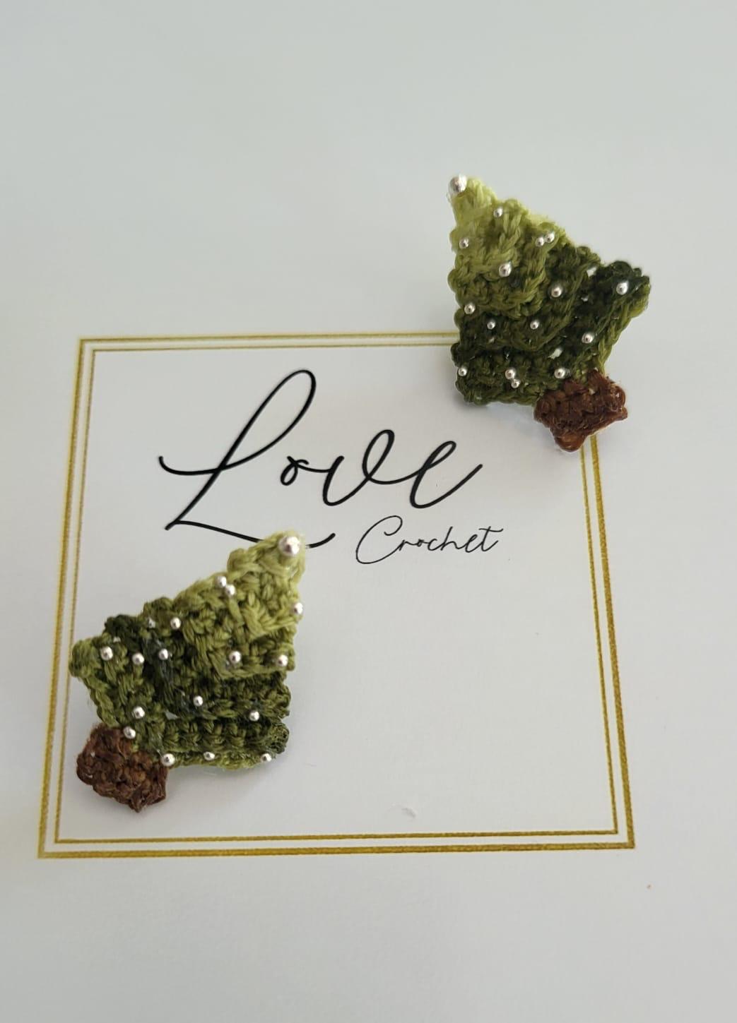 Handmade Crochet Christmas Tree Earrings