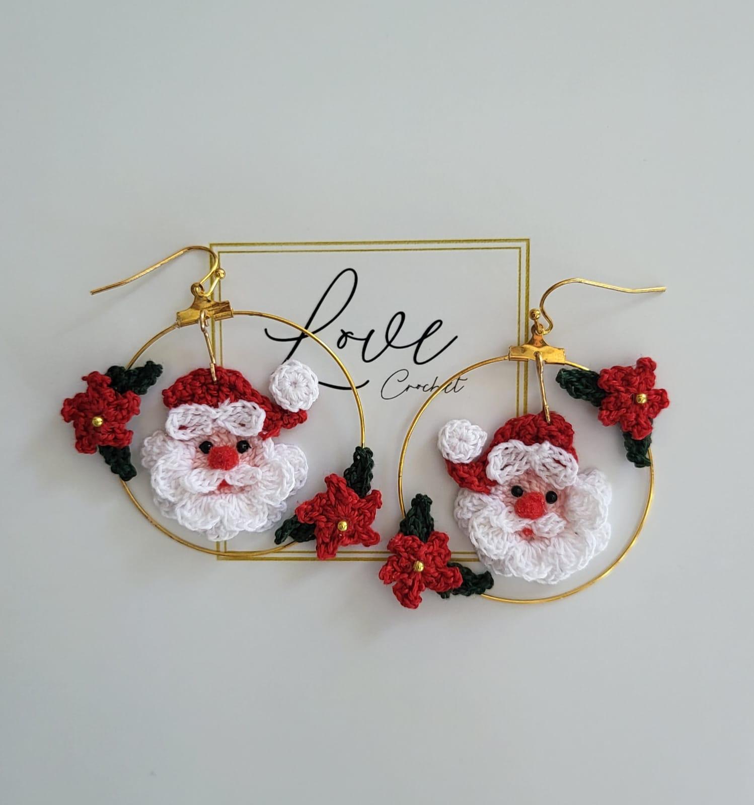 Handmade Crochet Santa Earrings
