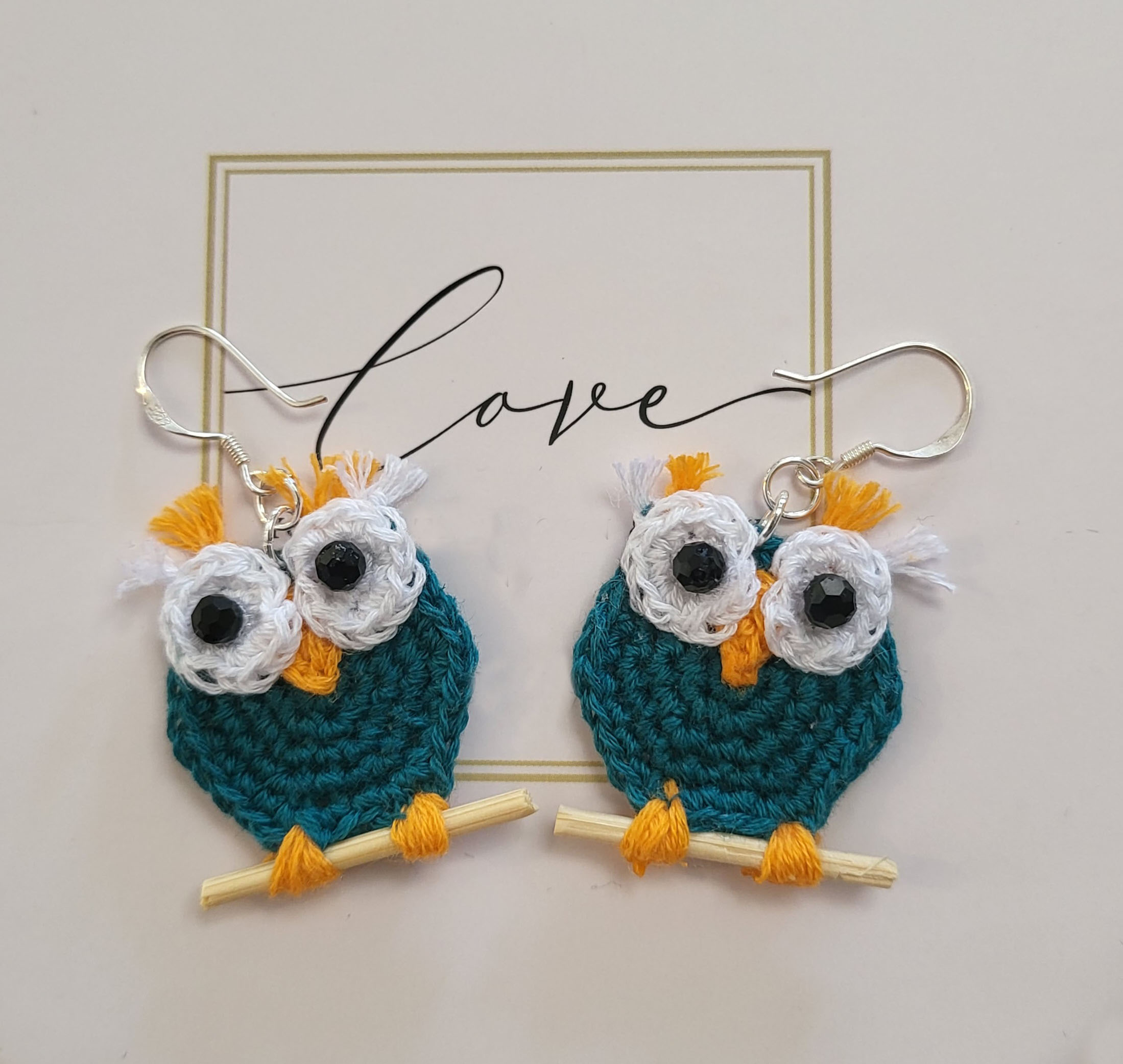 Handmade Crochet Owl Earrings