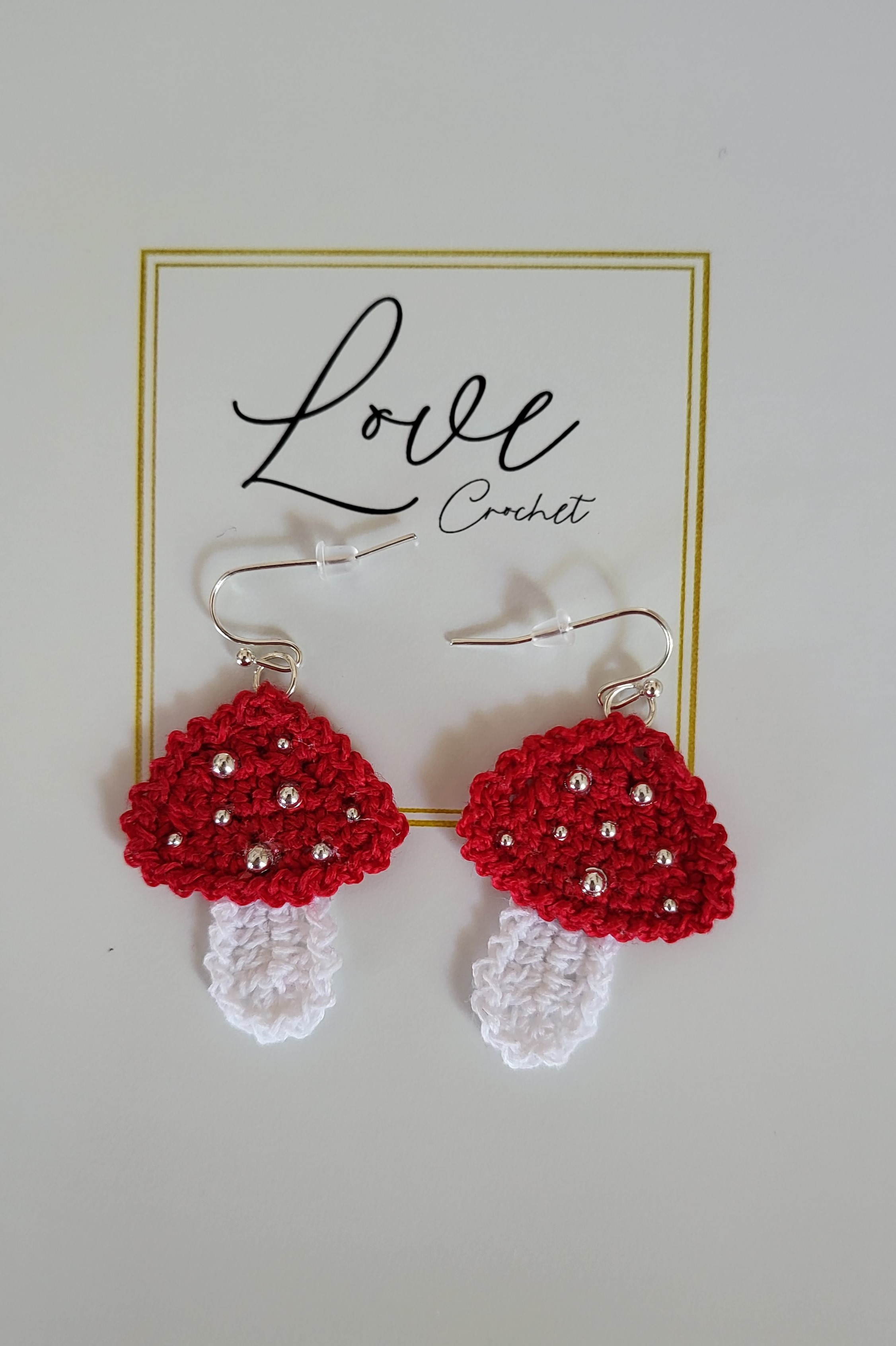 Crochet Mushroom Earrings