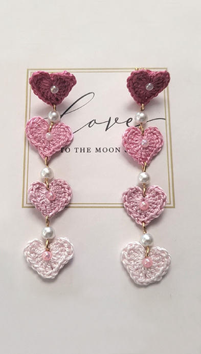 Handmade Crochet Heart Earrings