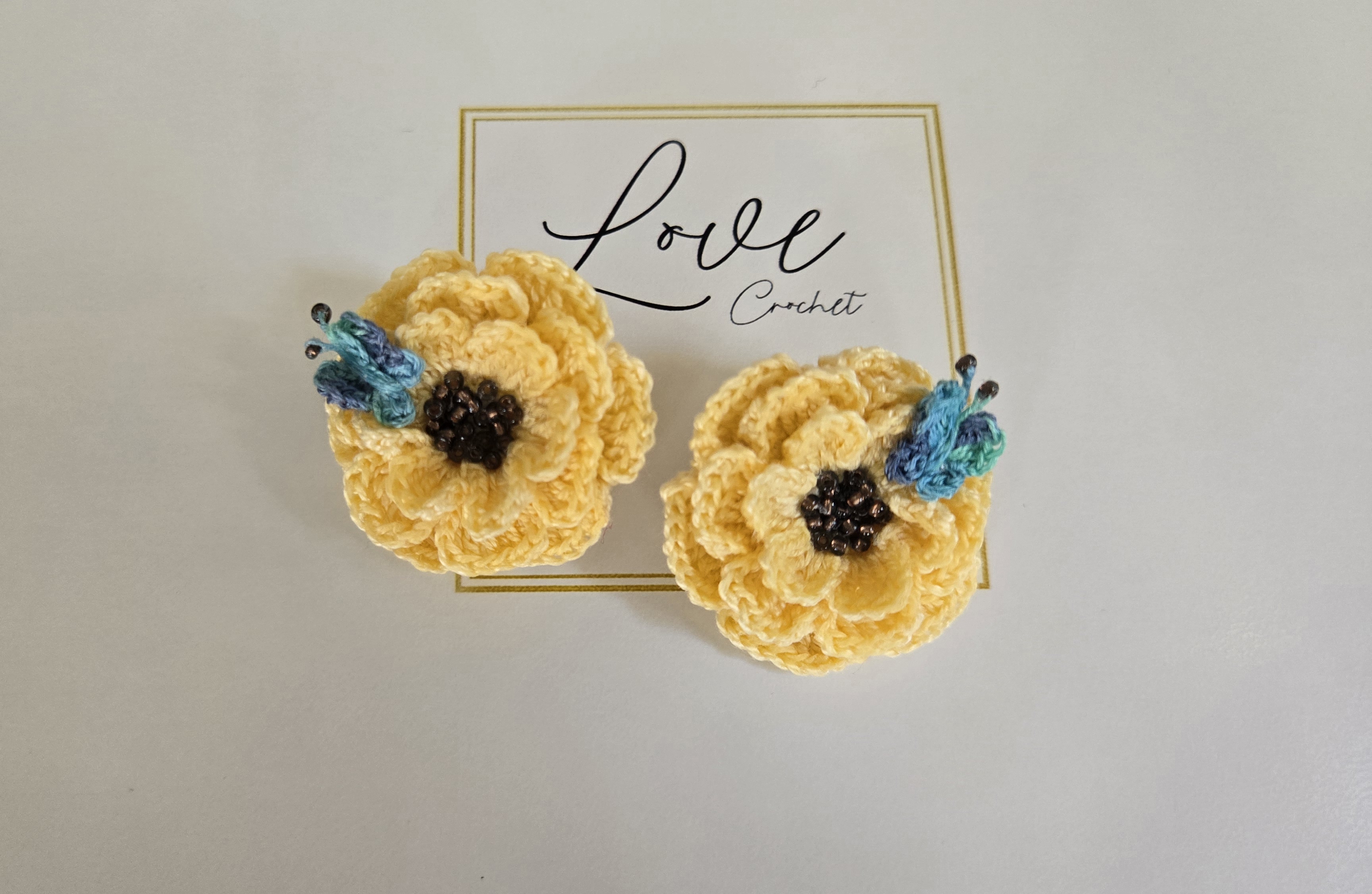 Handmade Crochet Flower Butterfly Earrings