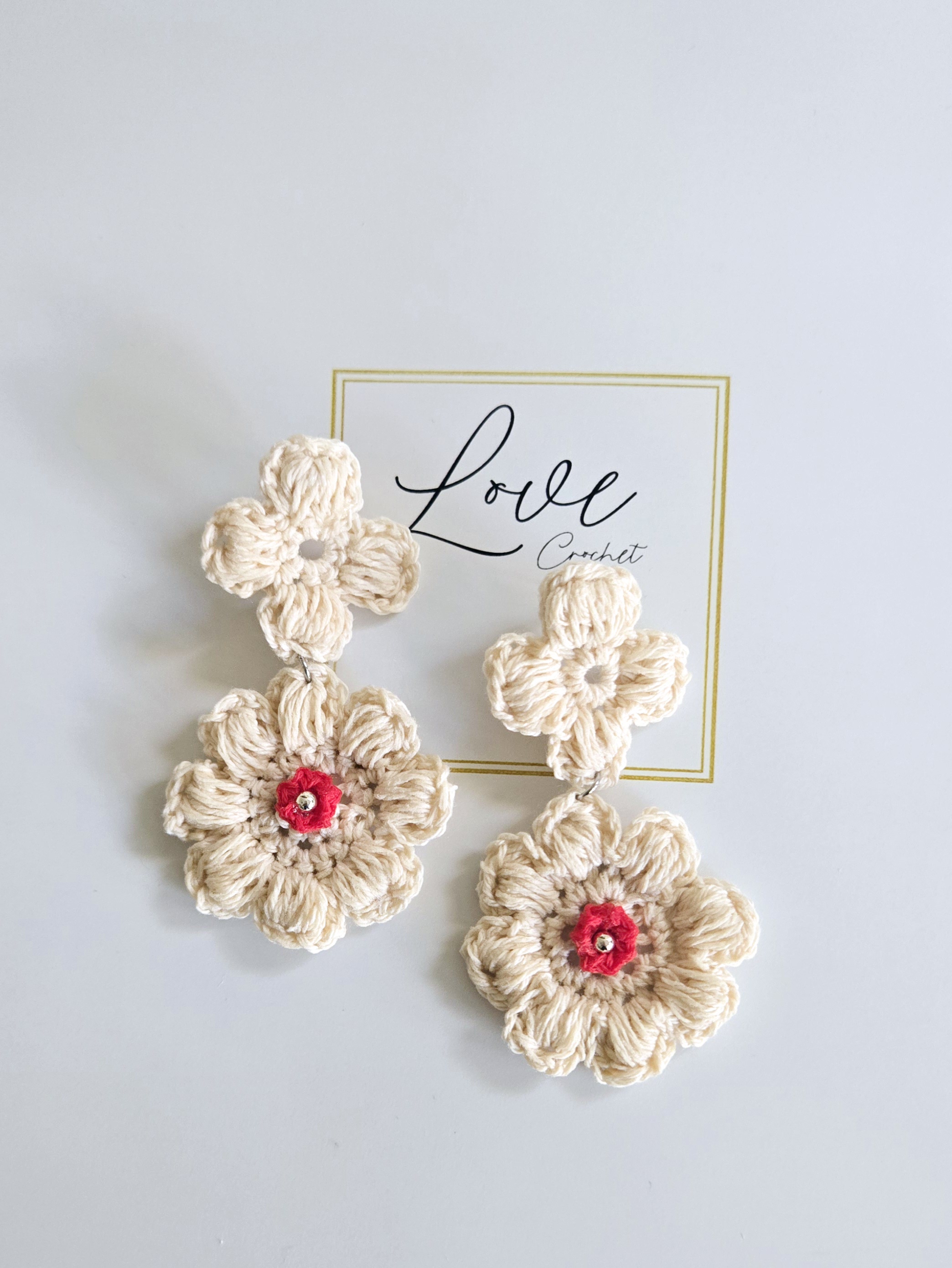 Handmade Crochet Flower Earrings