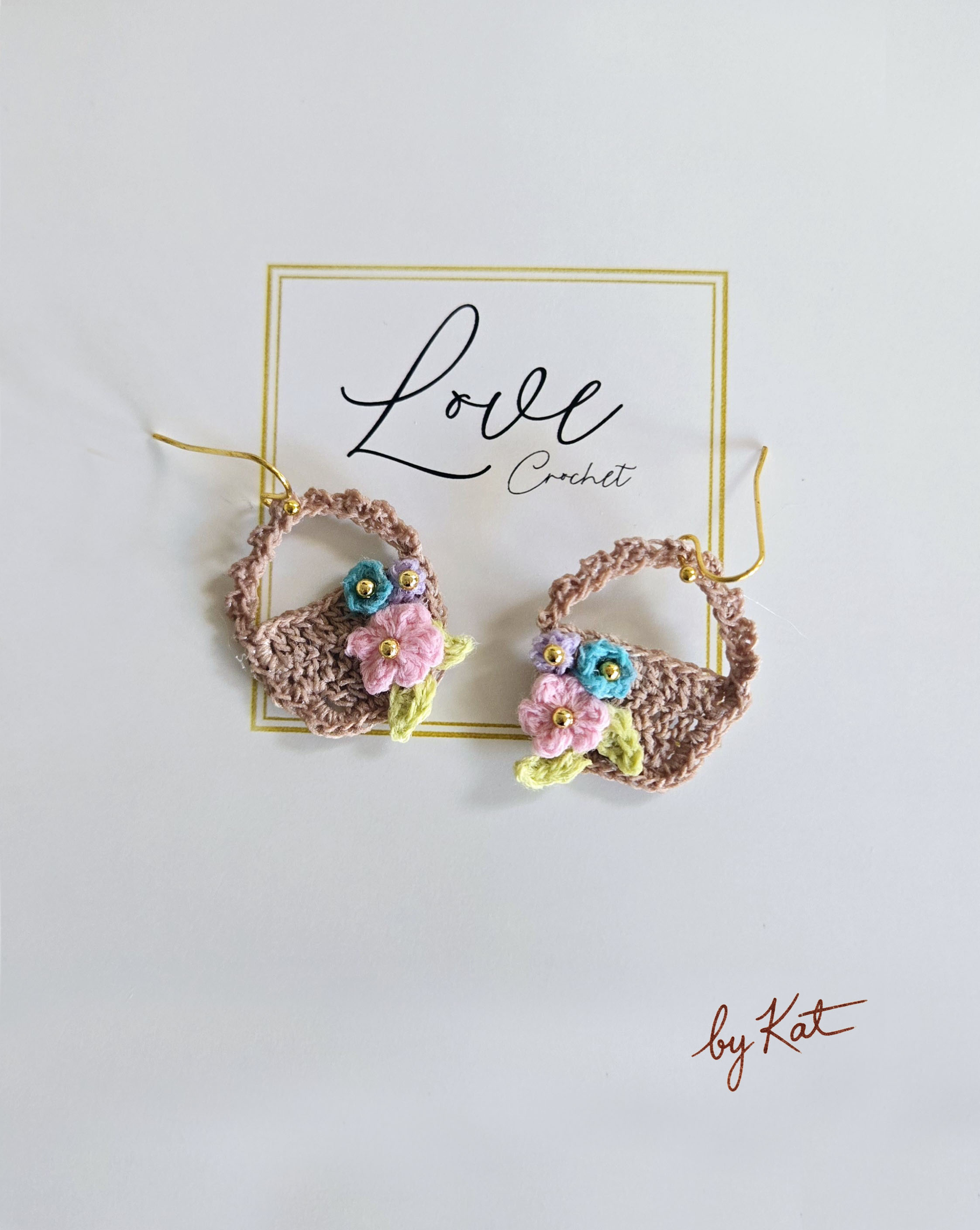 Handmade Crochet Basket Earrings