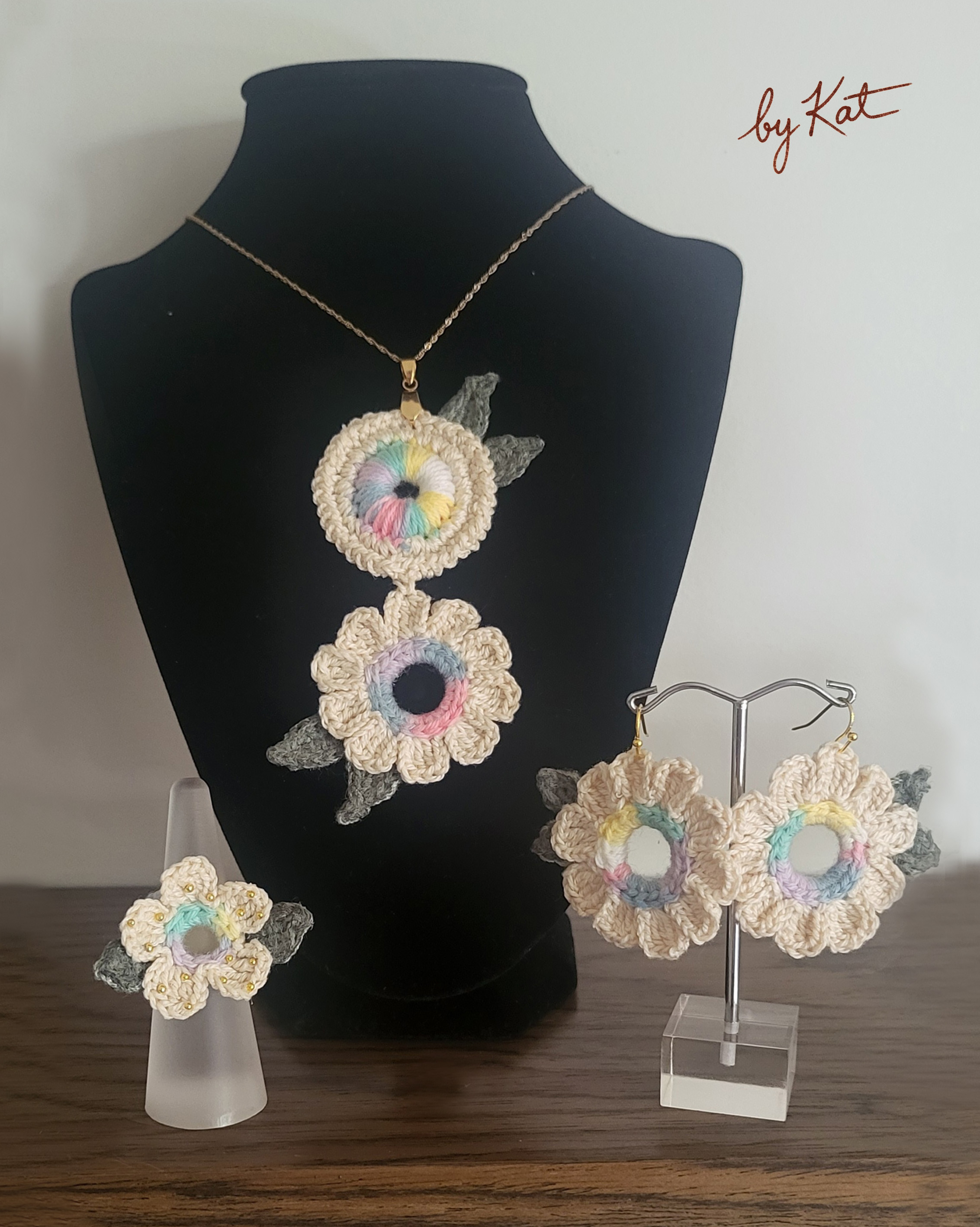 Handmade Crochet Flower Jewelry Set