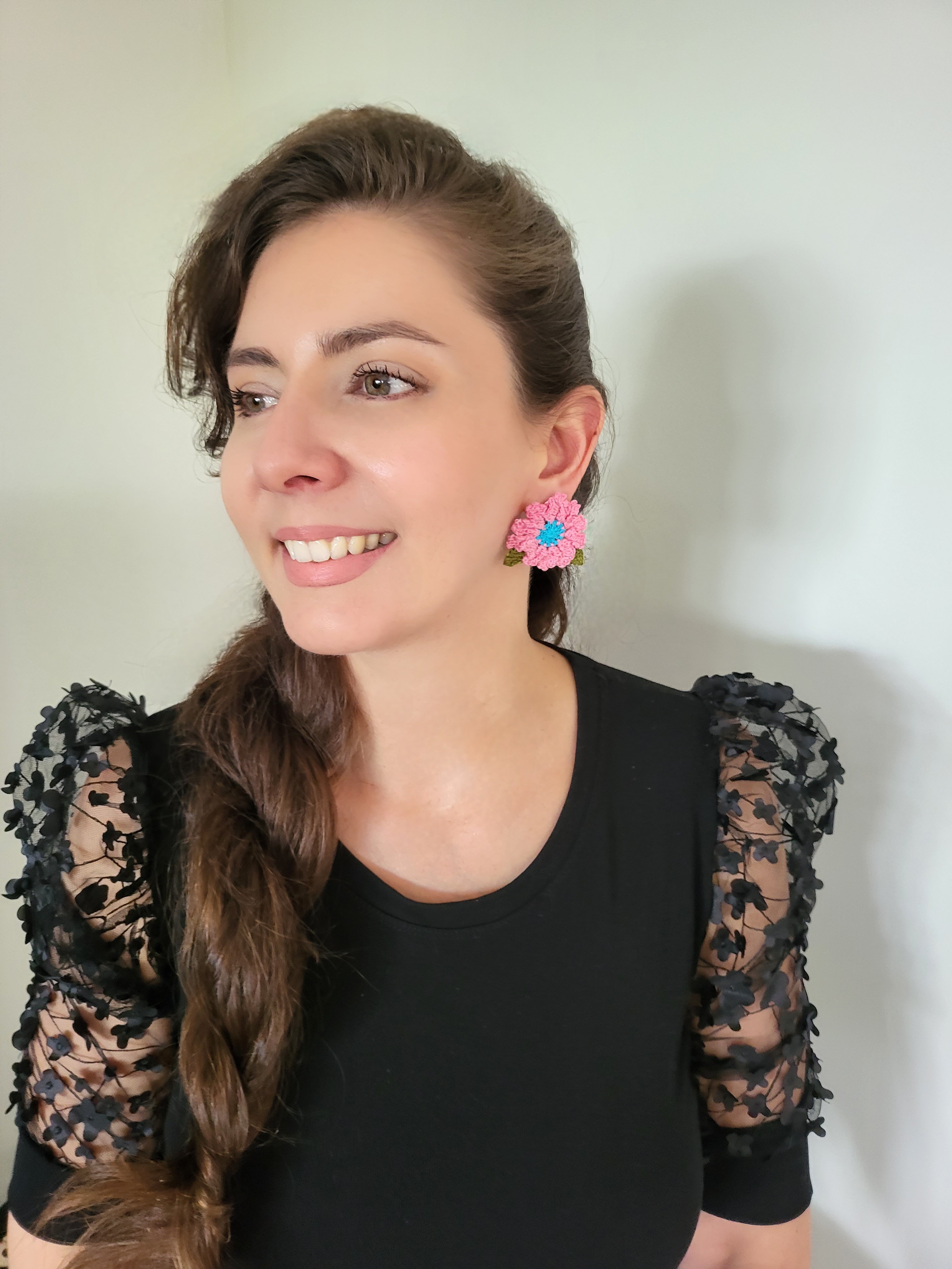 Handmade Crochet Flower earrings