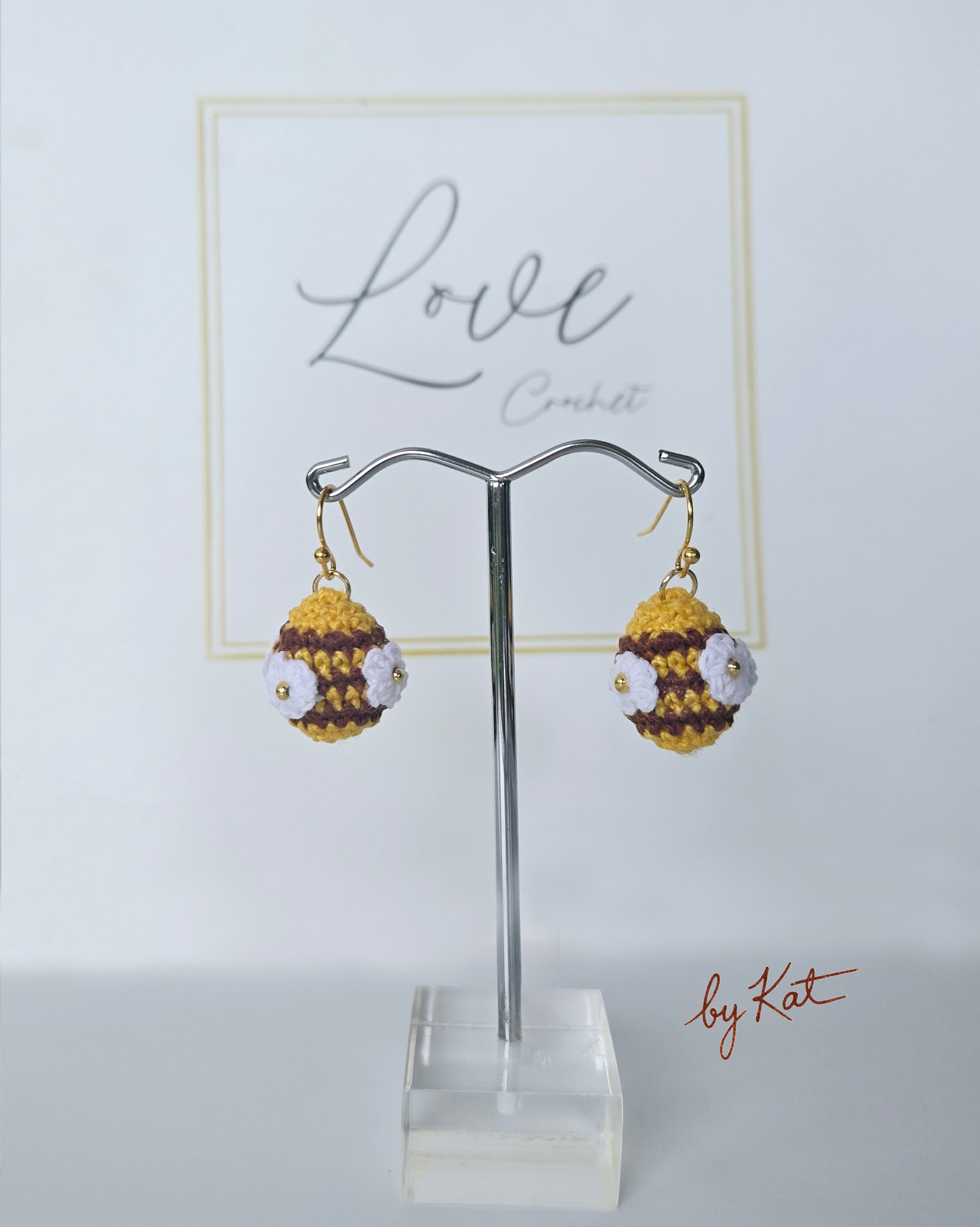 Crochet Floral Egg Earrings