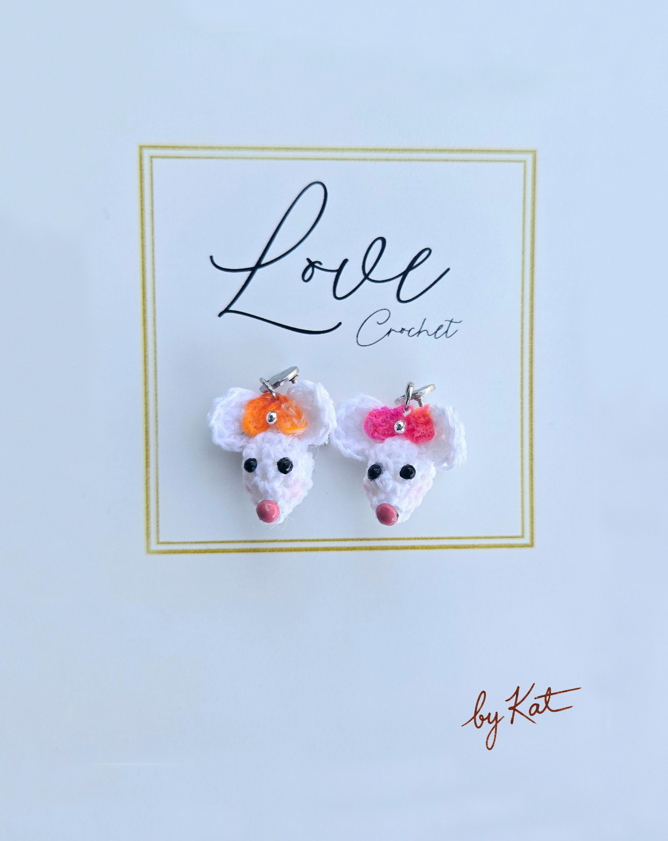 Handmade Crochet Mouse Earrings