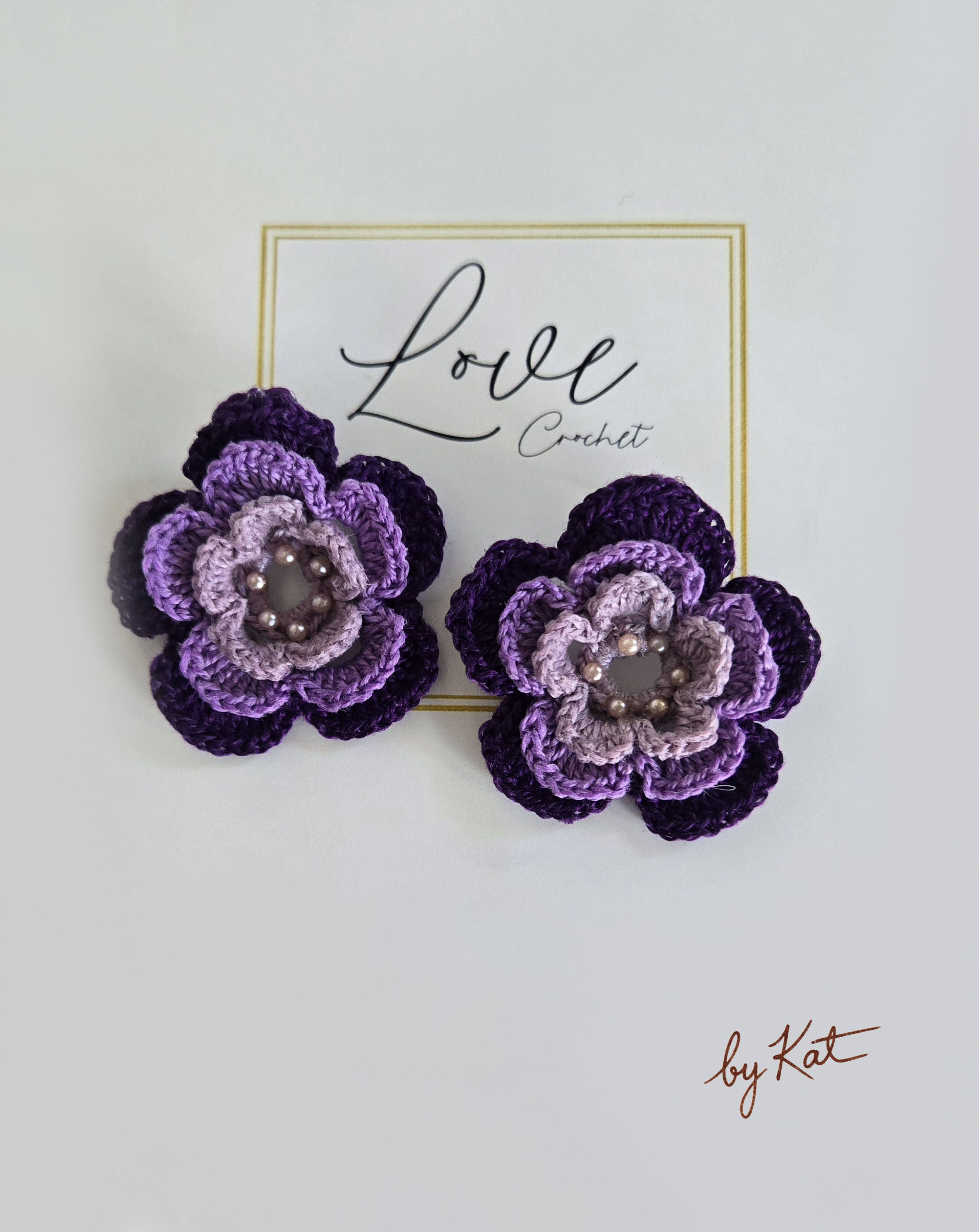 Handmade Crochet Flower Earrings with Beads