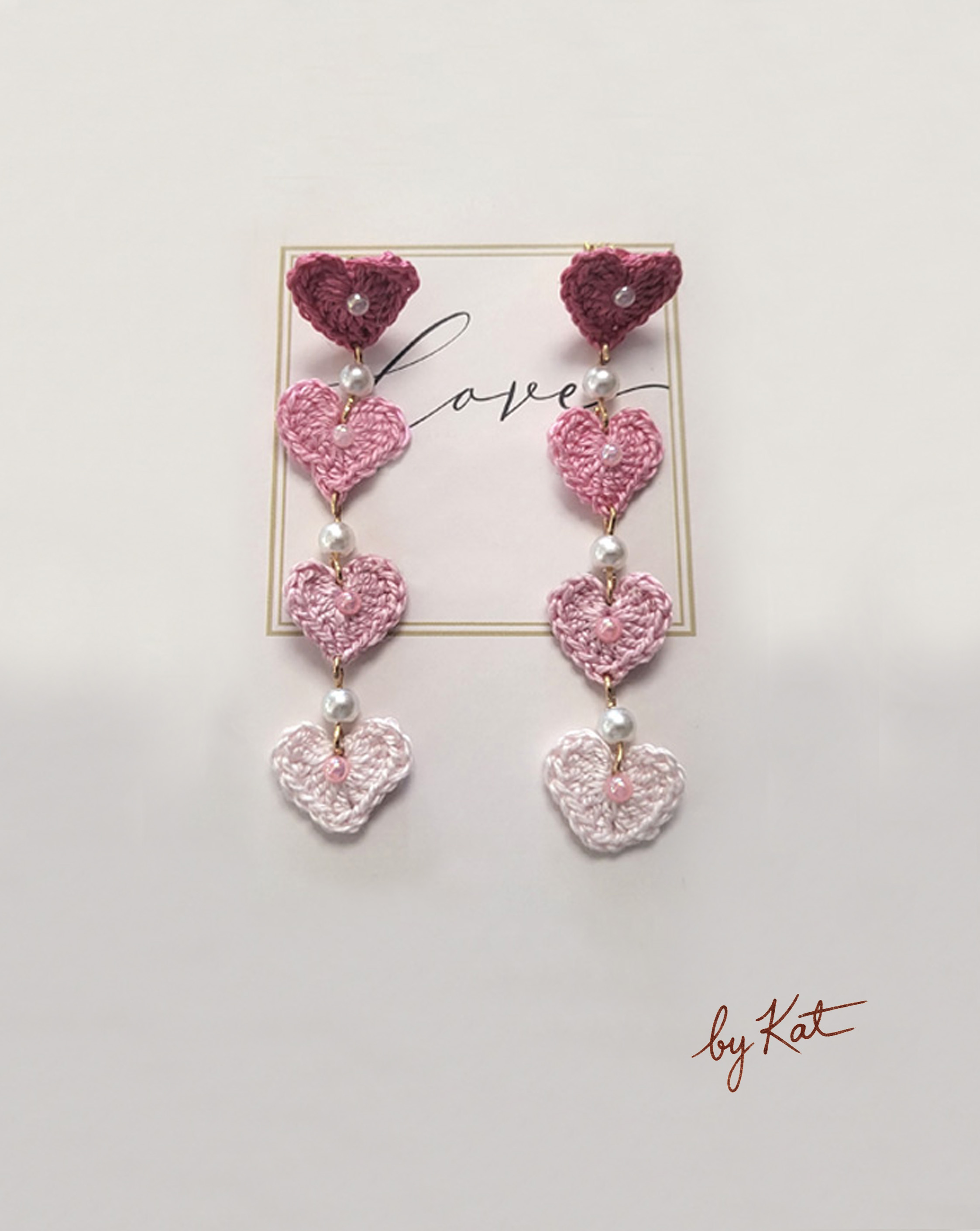 Handmade Crochet Heart Earrings