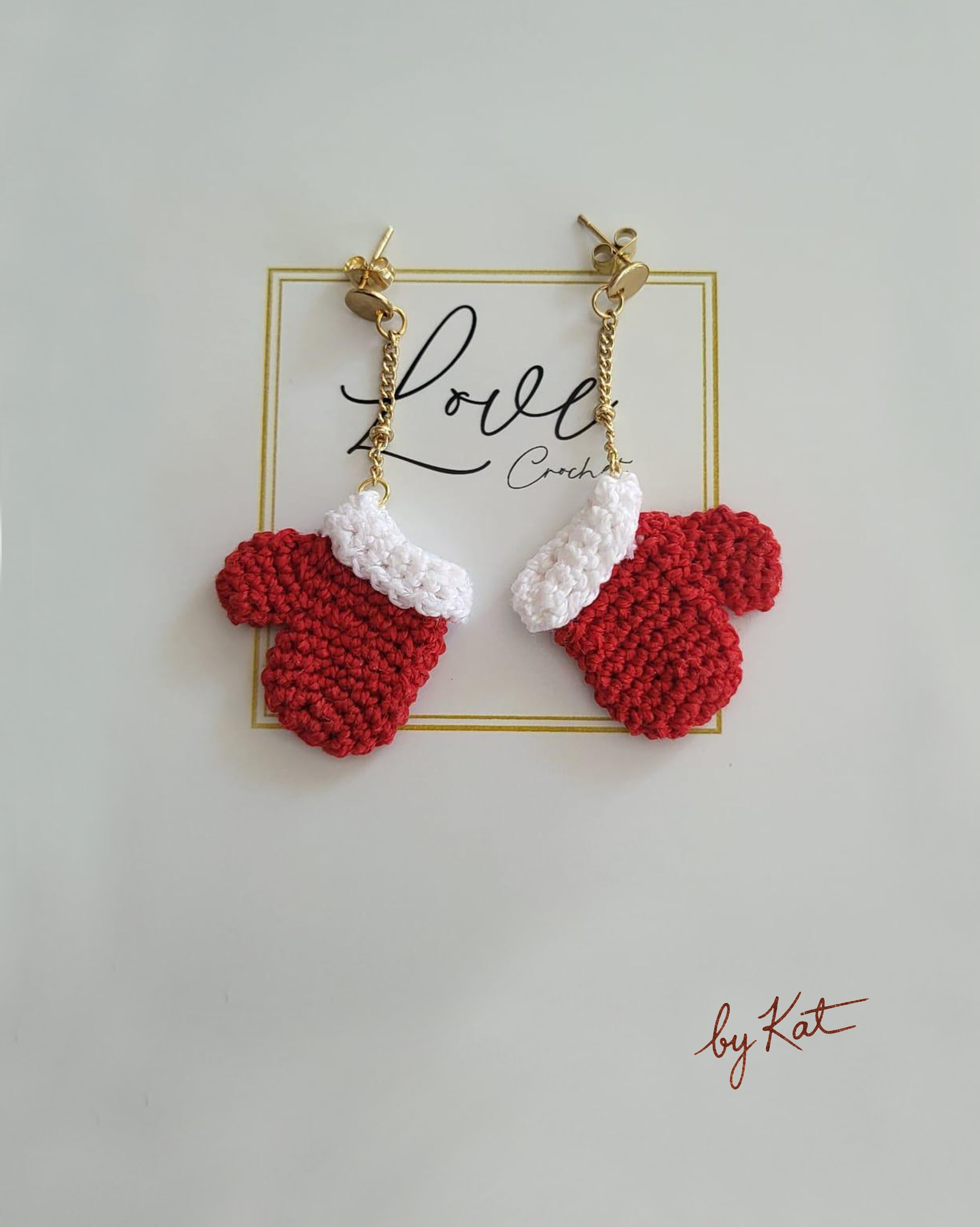 Handmade Crochet Christmas Mitten Earrings