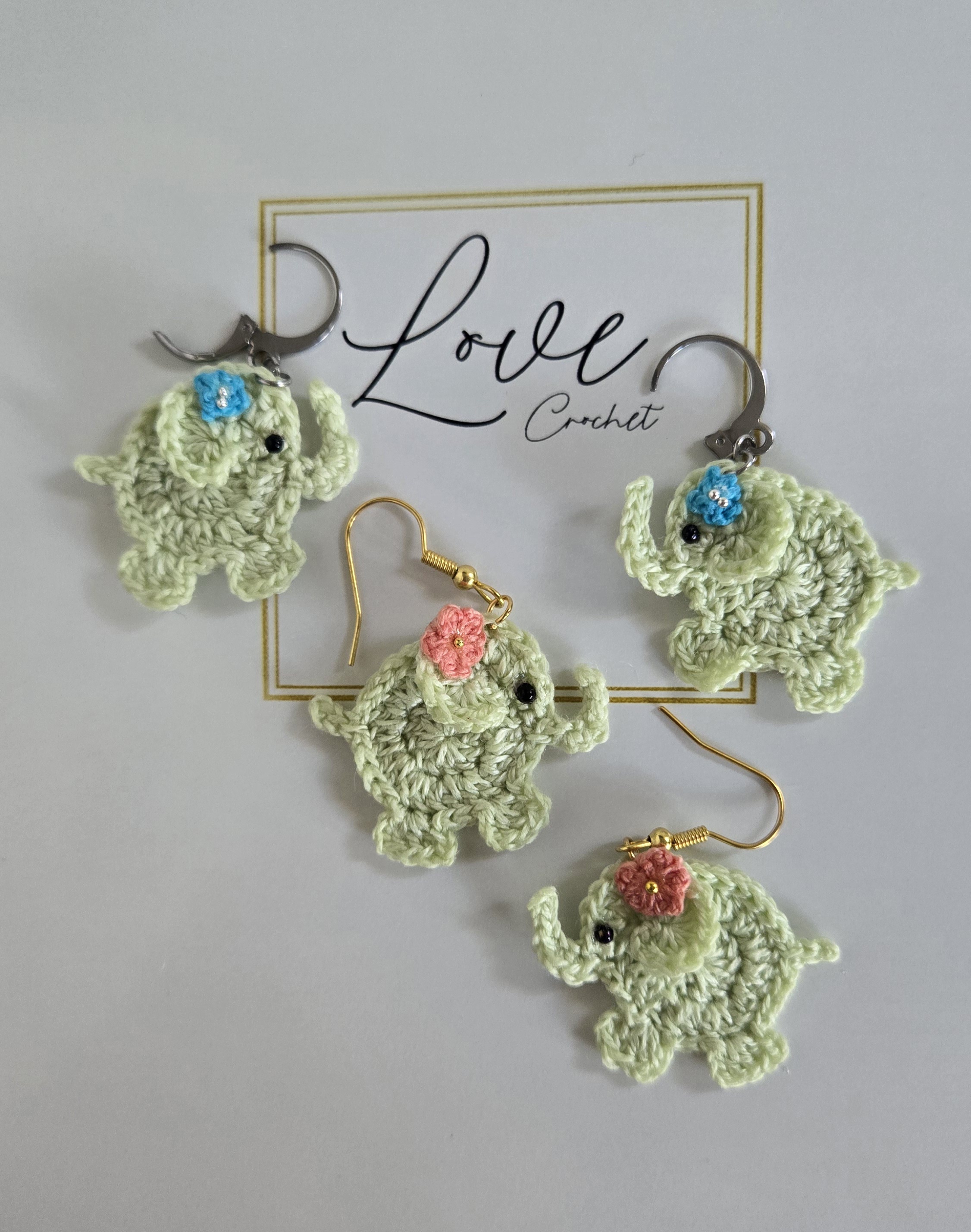 Crochet Elephant Earrings