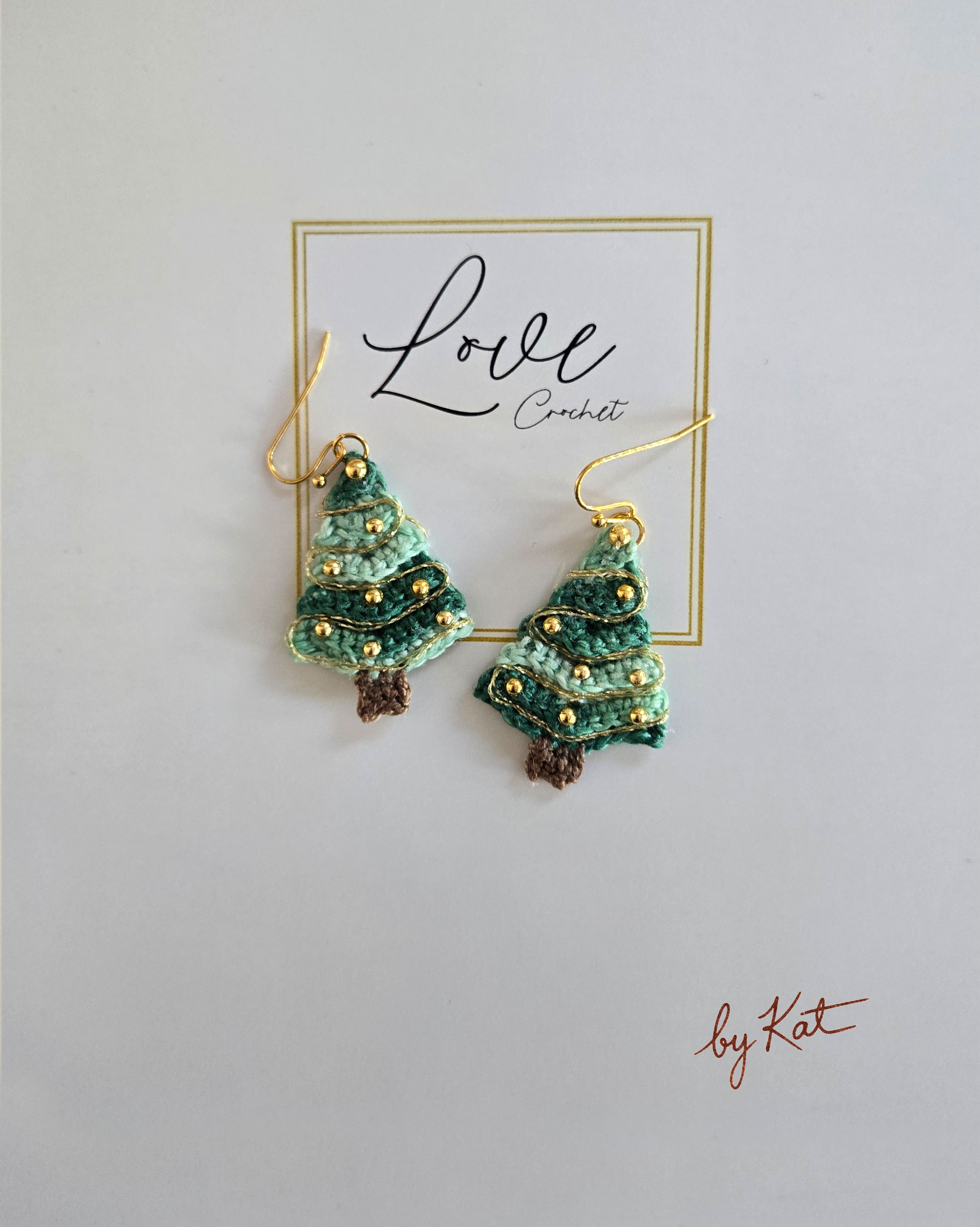 Handmade Crochet Christmas Tree Earrings