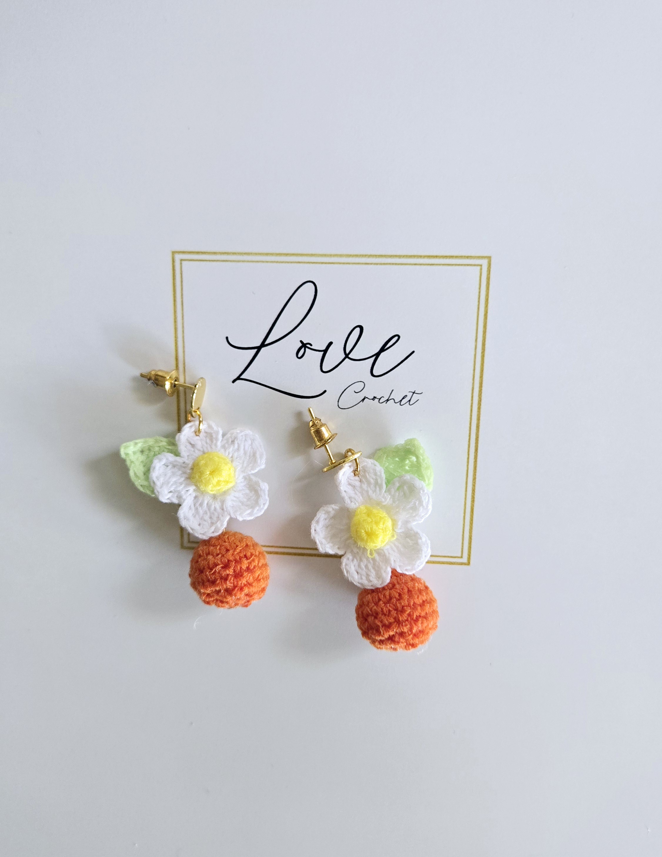 Handmade Crochet Ball Flower Earrings