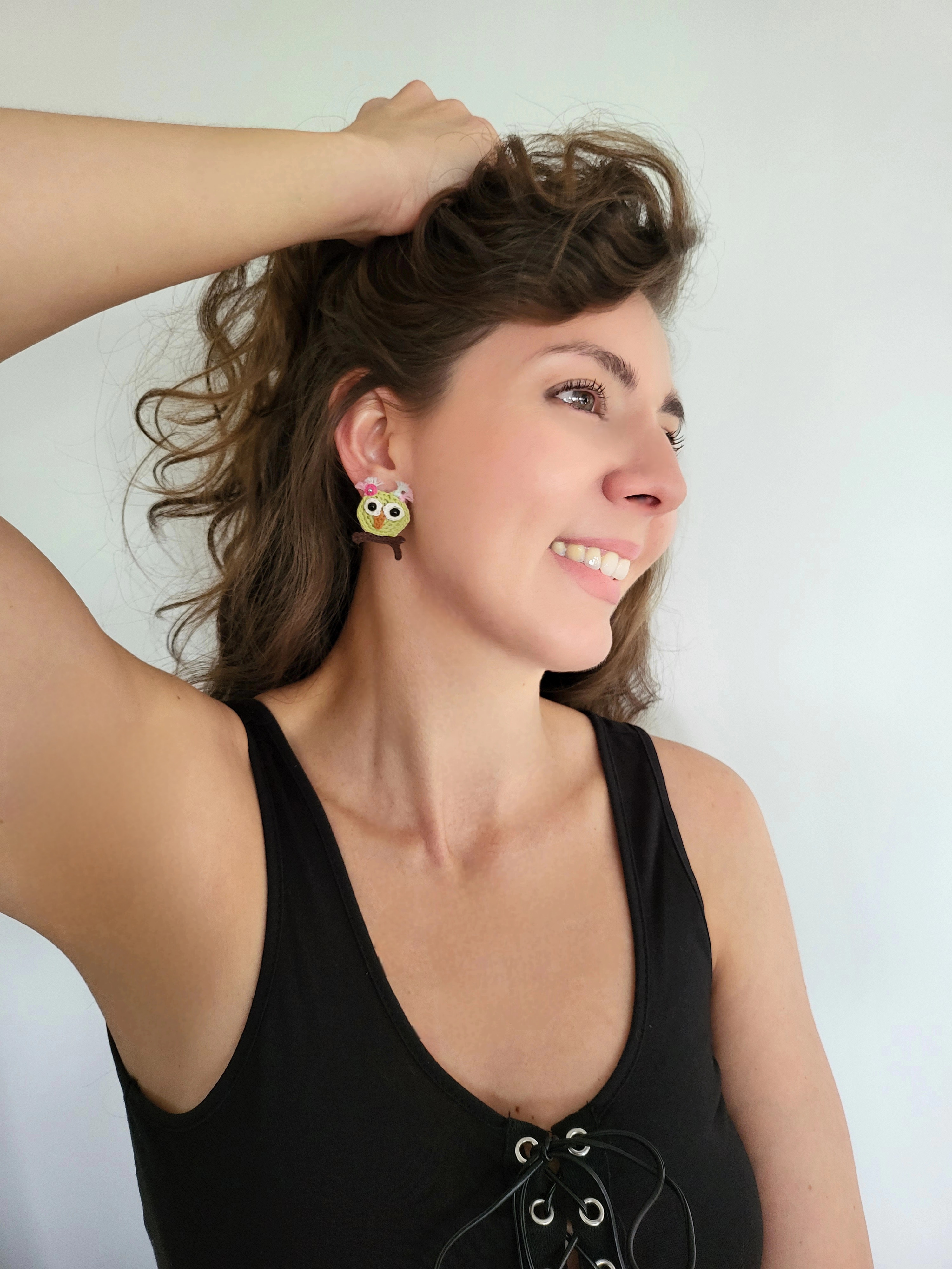 Handcrafted Crochet Owl Earrings