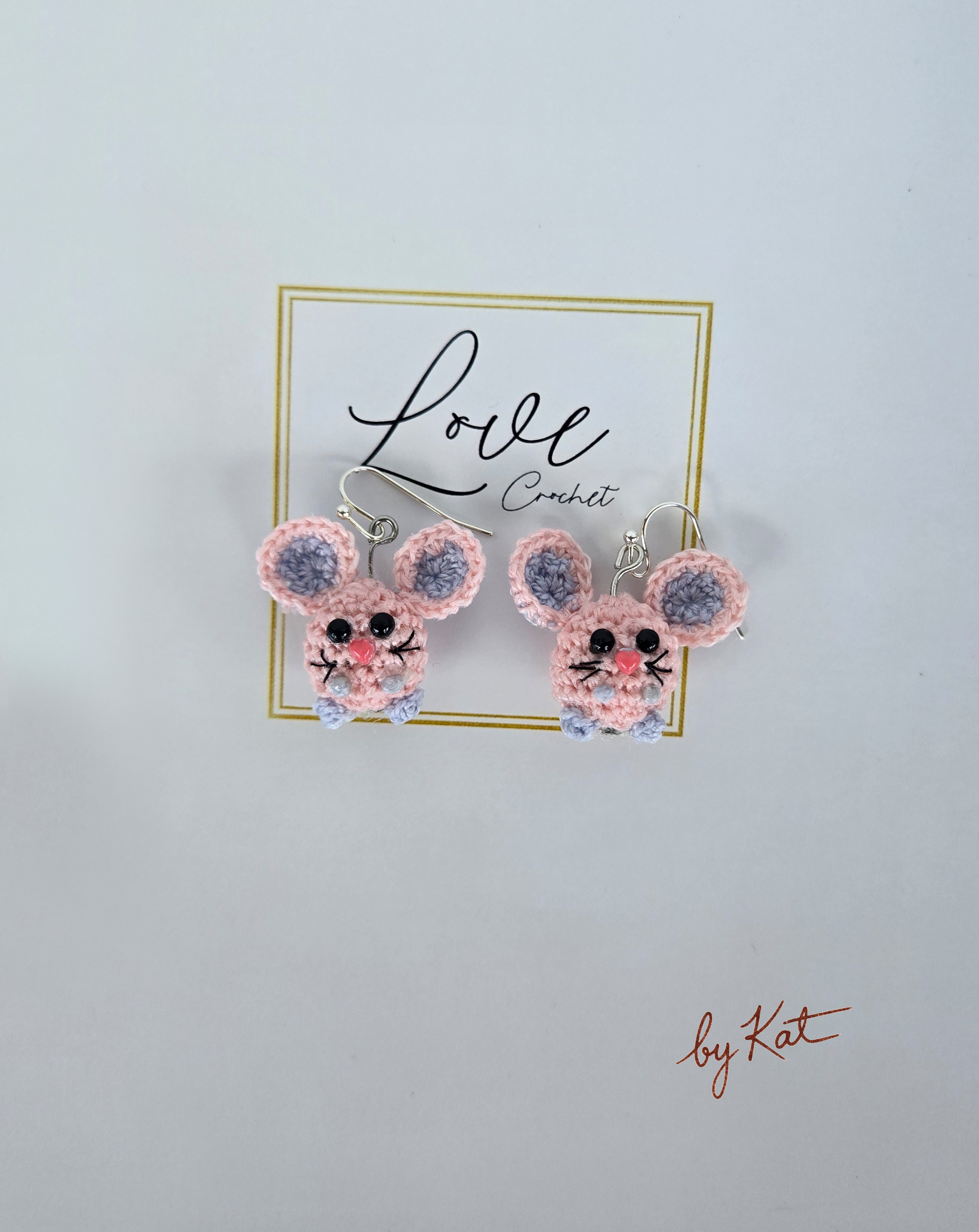 Handmade Crochet Mouse Earrings