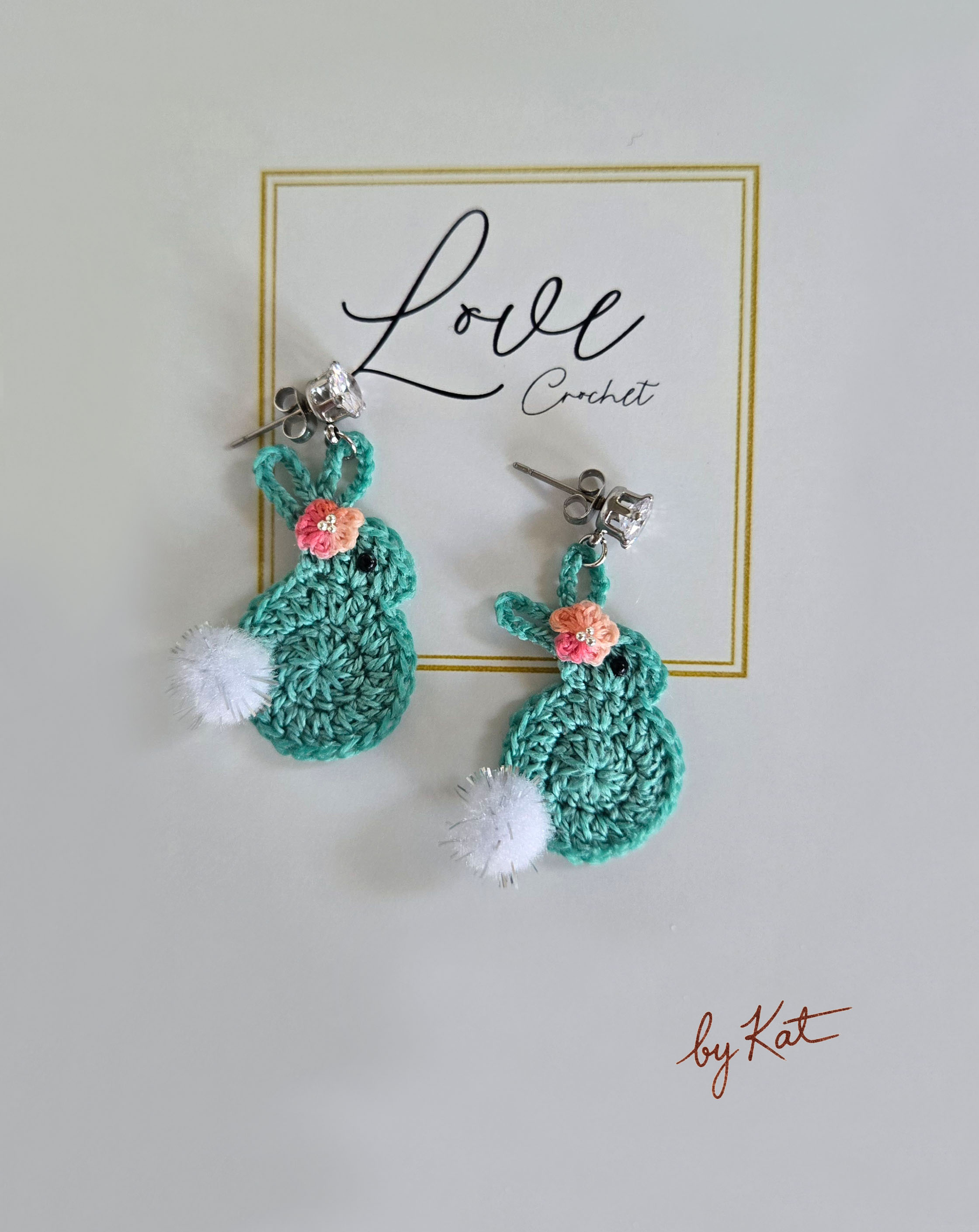 Handmade Bunny Crochet Earrings