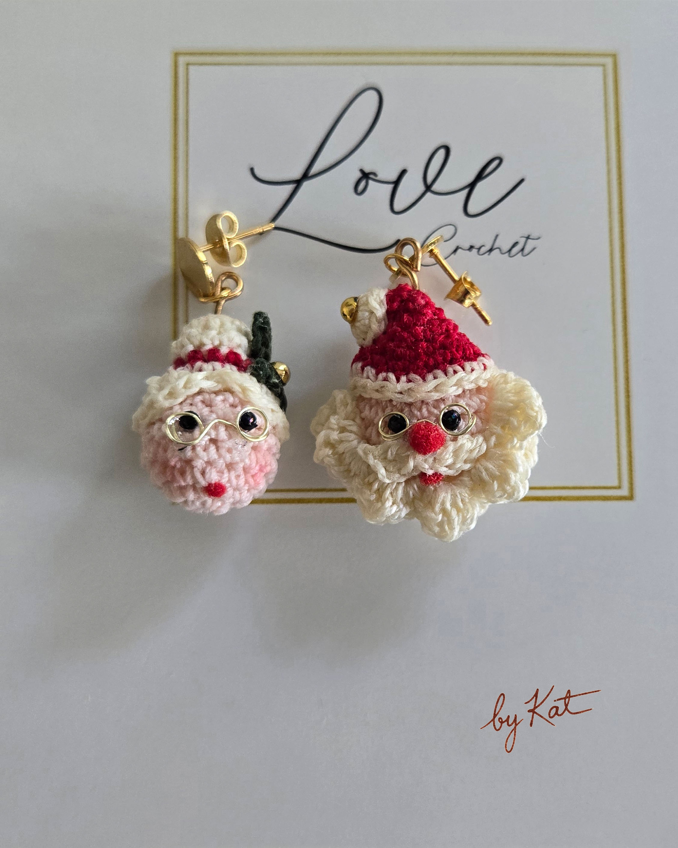 Handmade Crochet Santa Earrings