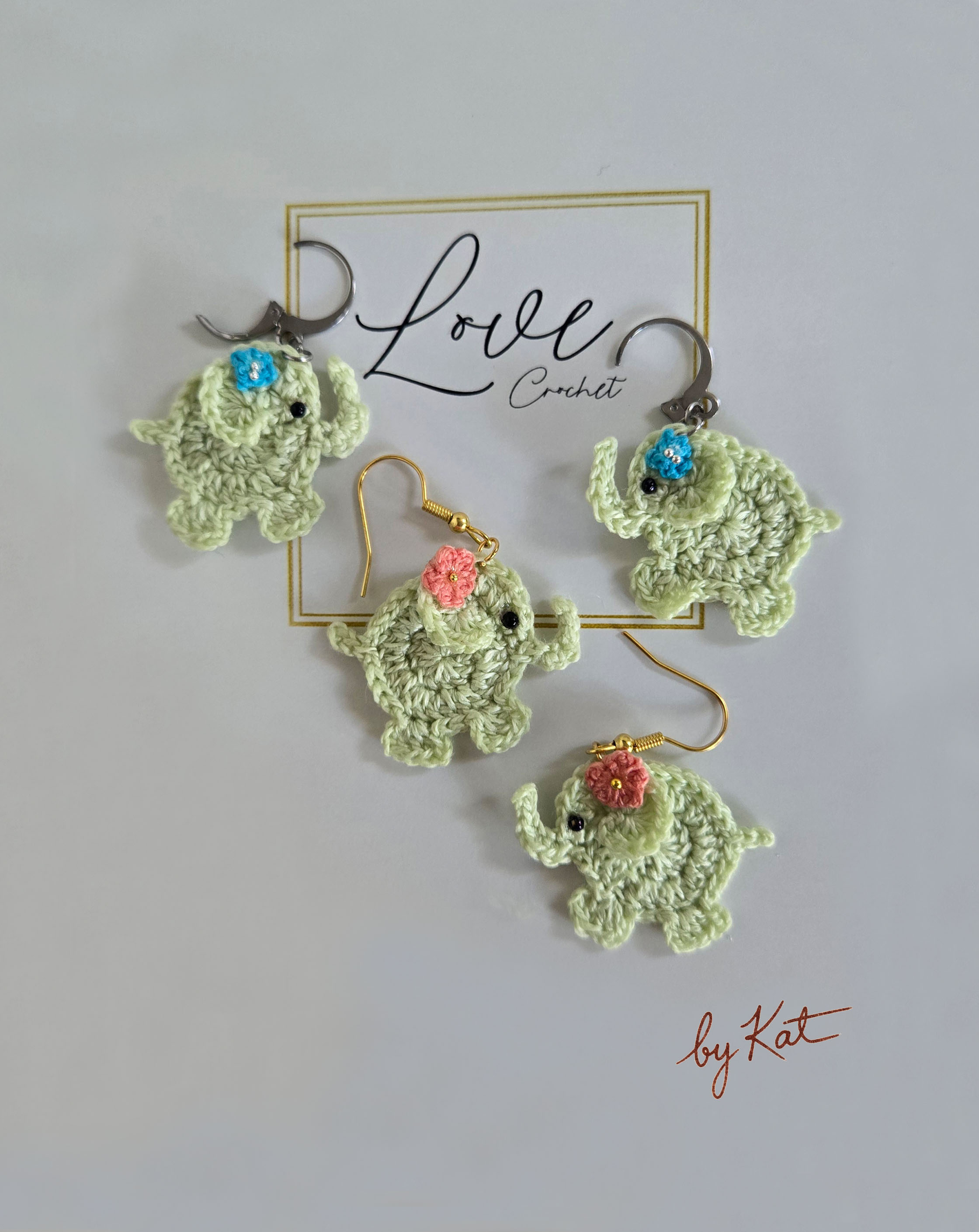 Crochet Elephant Earrings