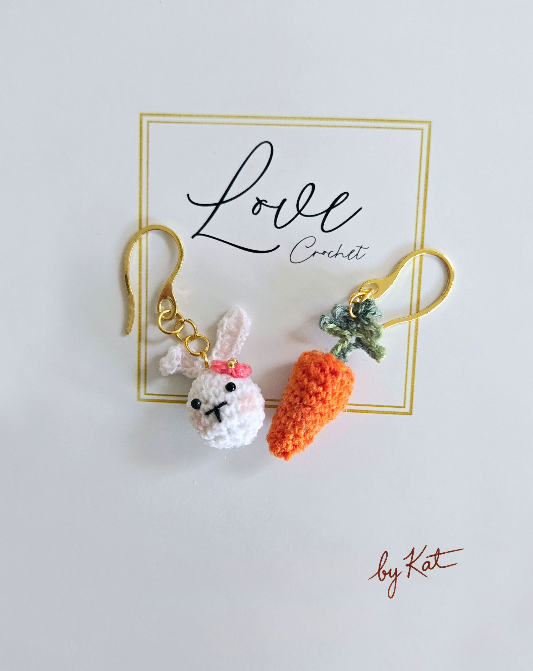 Crochet Bunny and Carrot Earrings