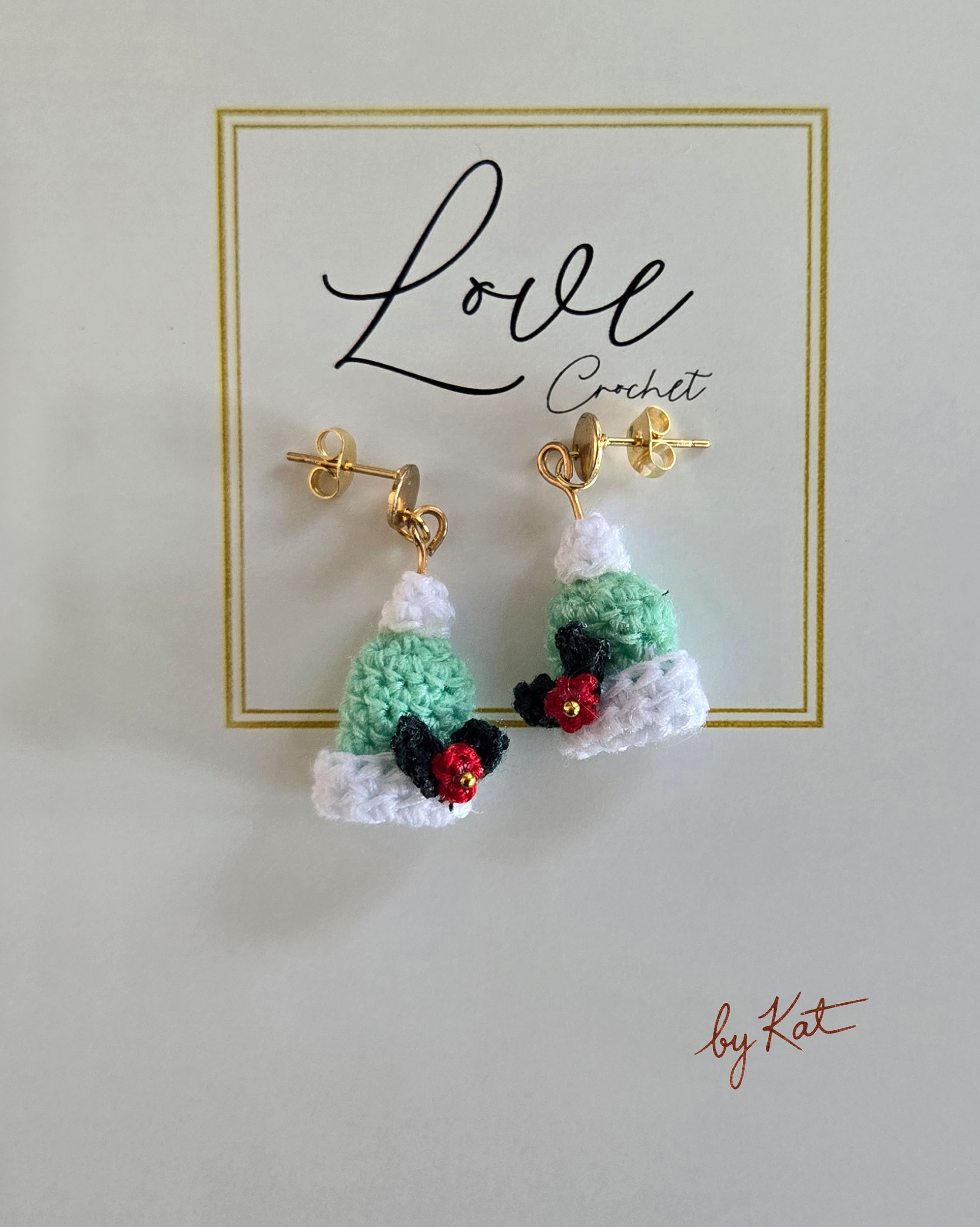 Handmade Crochet Winter Hat Earrings