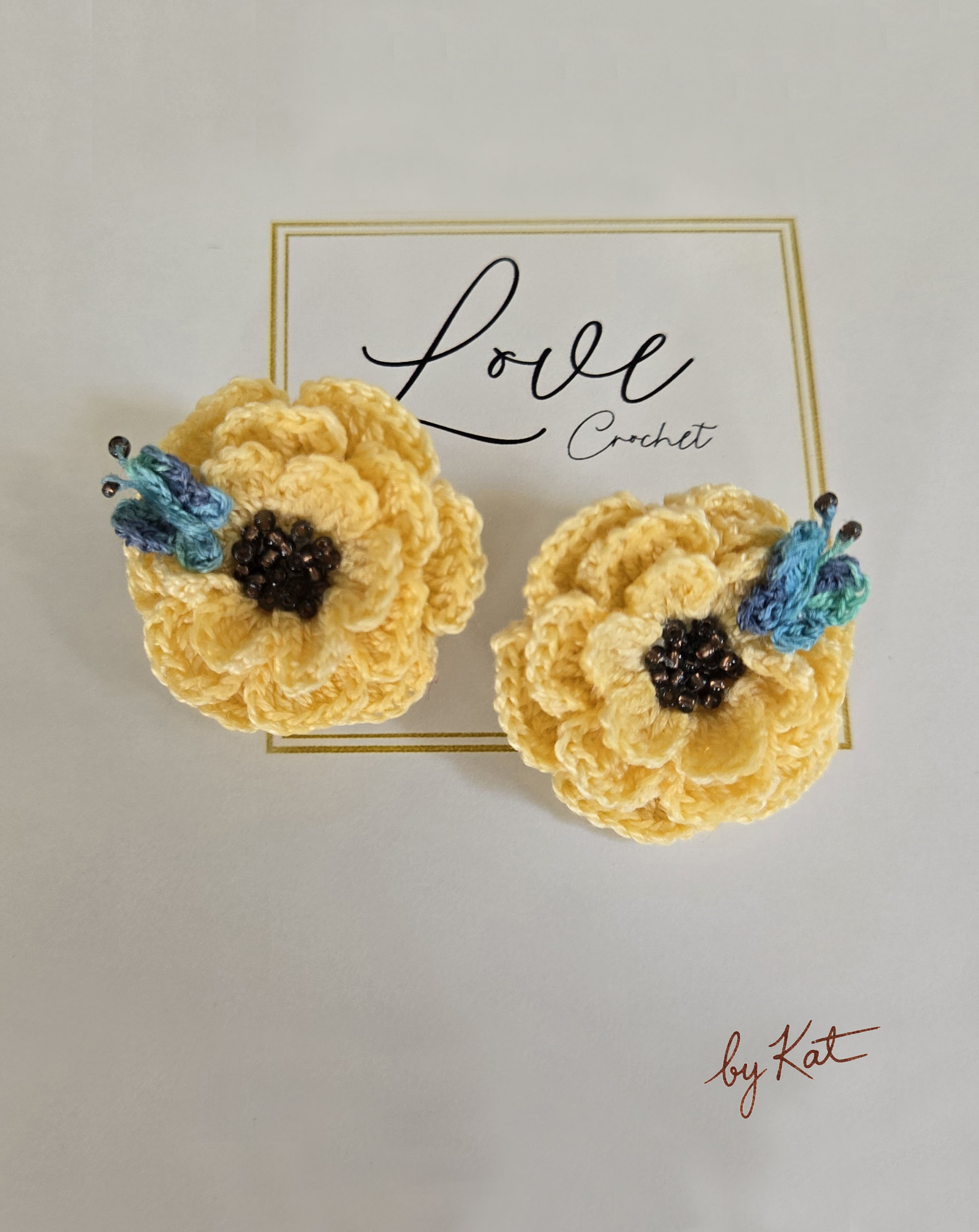Handmade Crochet Flower Butterfly Earrings