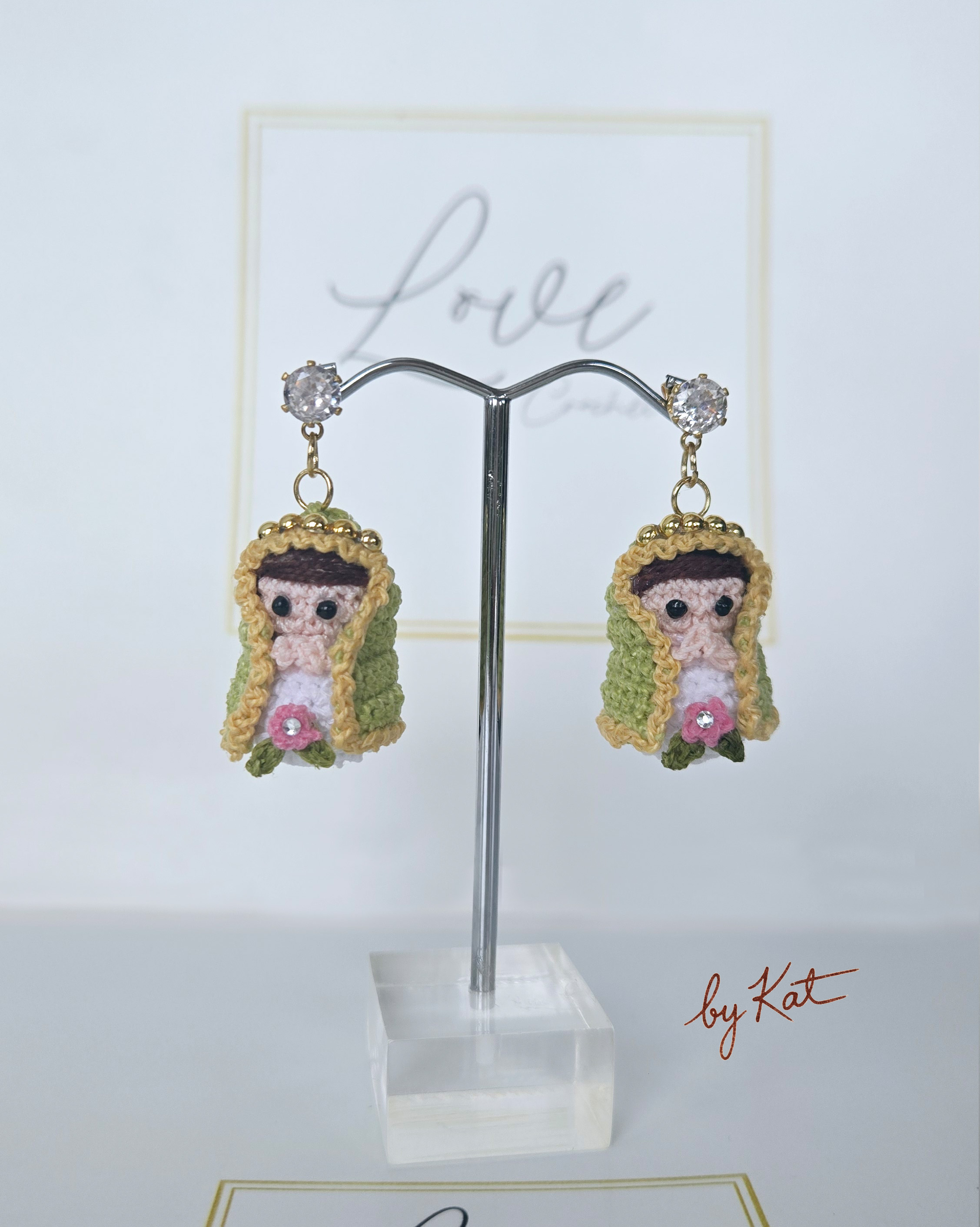 Crochet Virgin Mary Earrings
