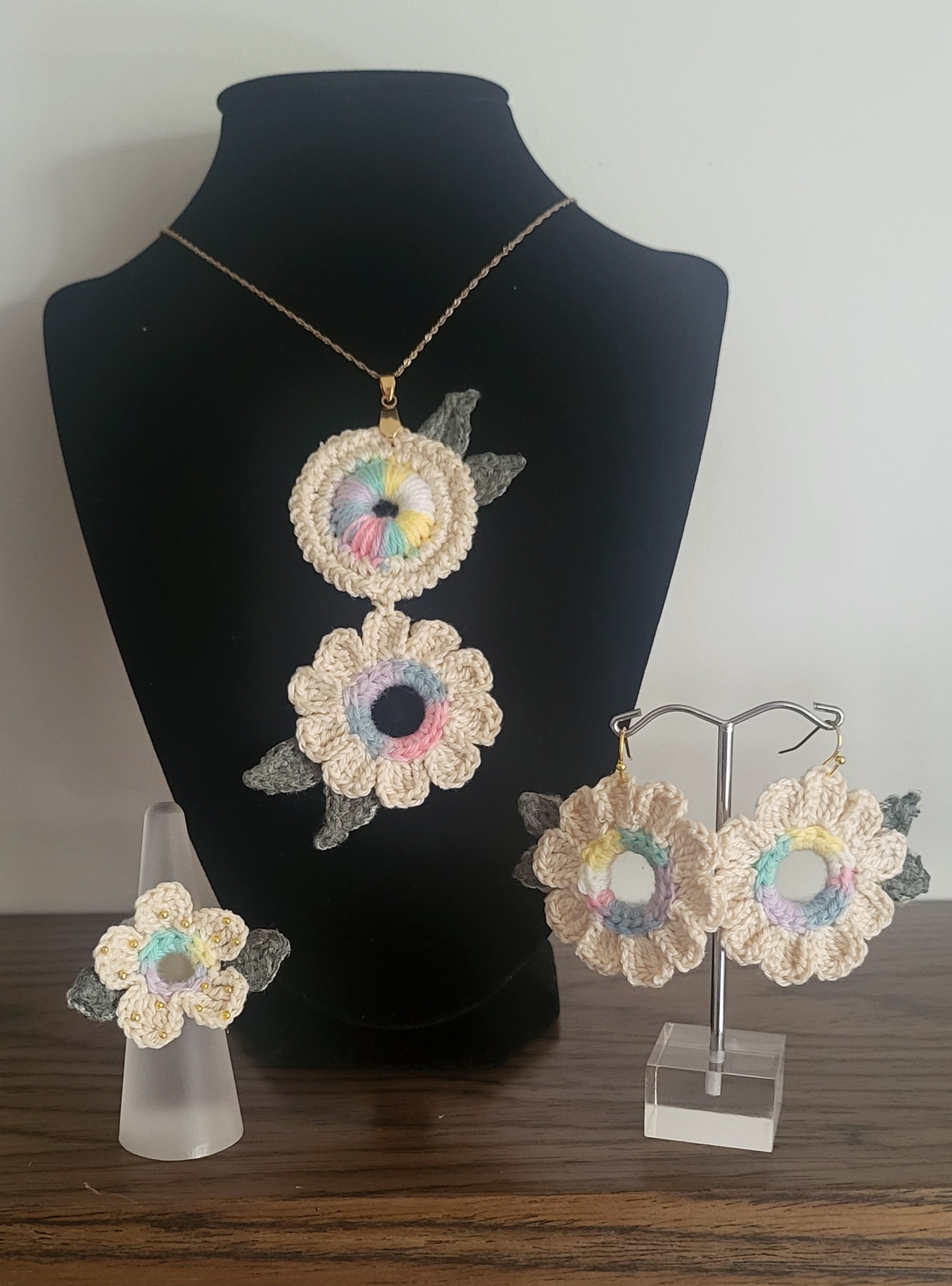 Handmade Crochet Flower Jewelry Set