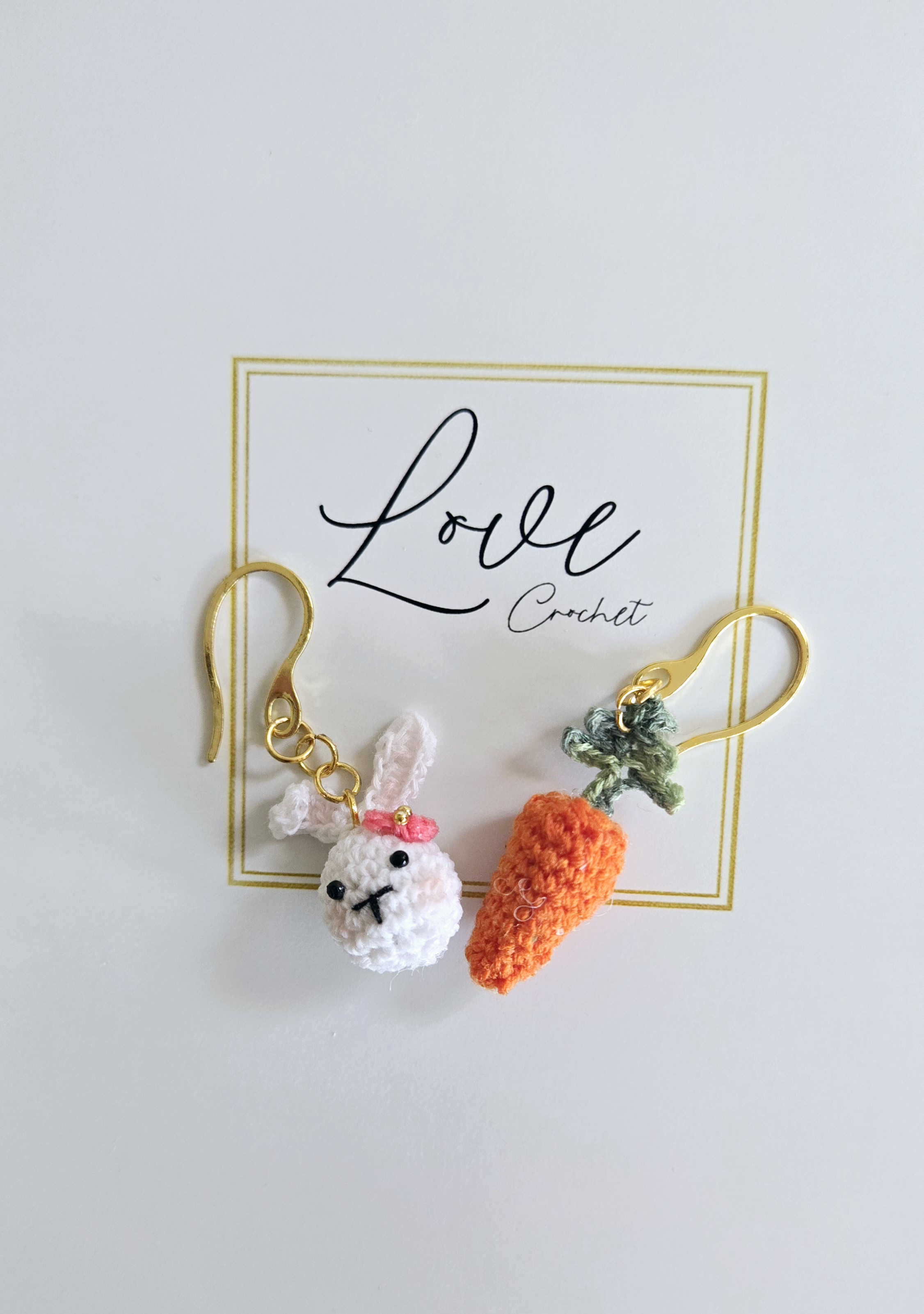 Crochet Bunny and Carrot Earrings