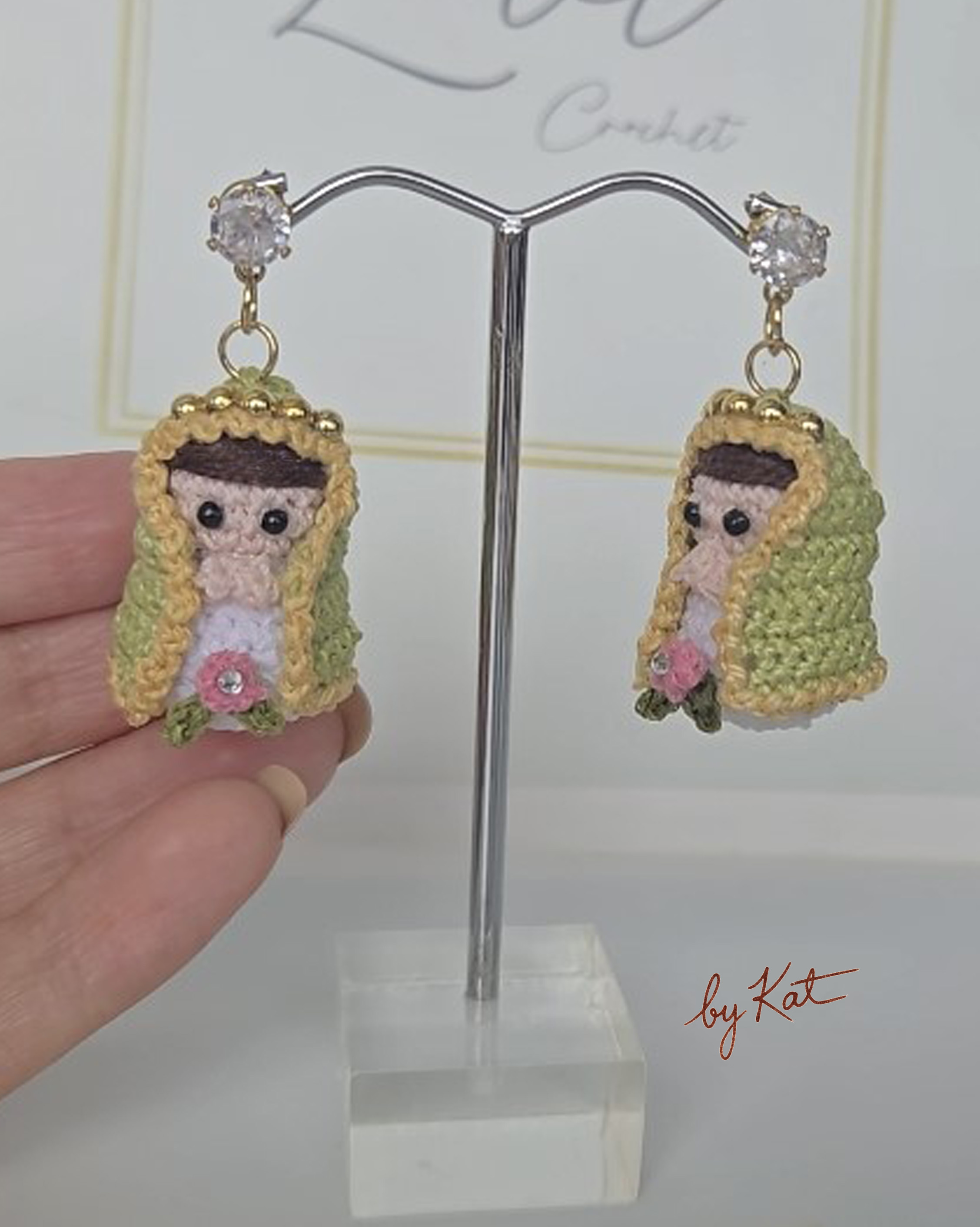 Crochet Virgin Mary Earrings
