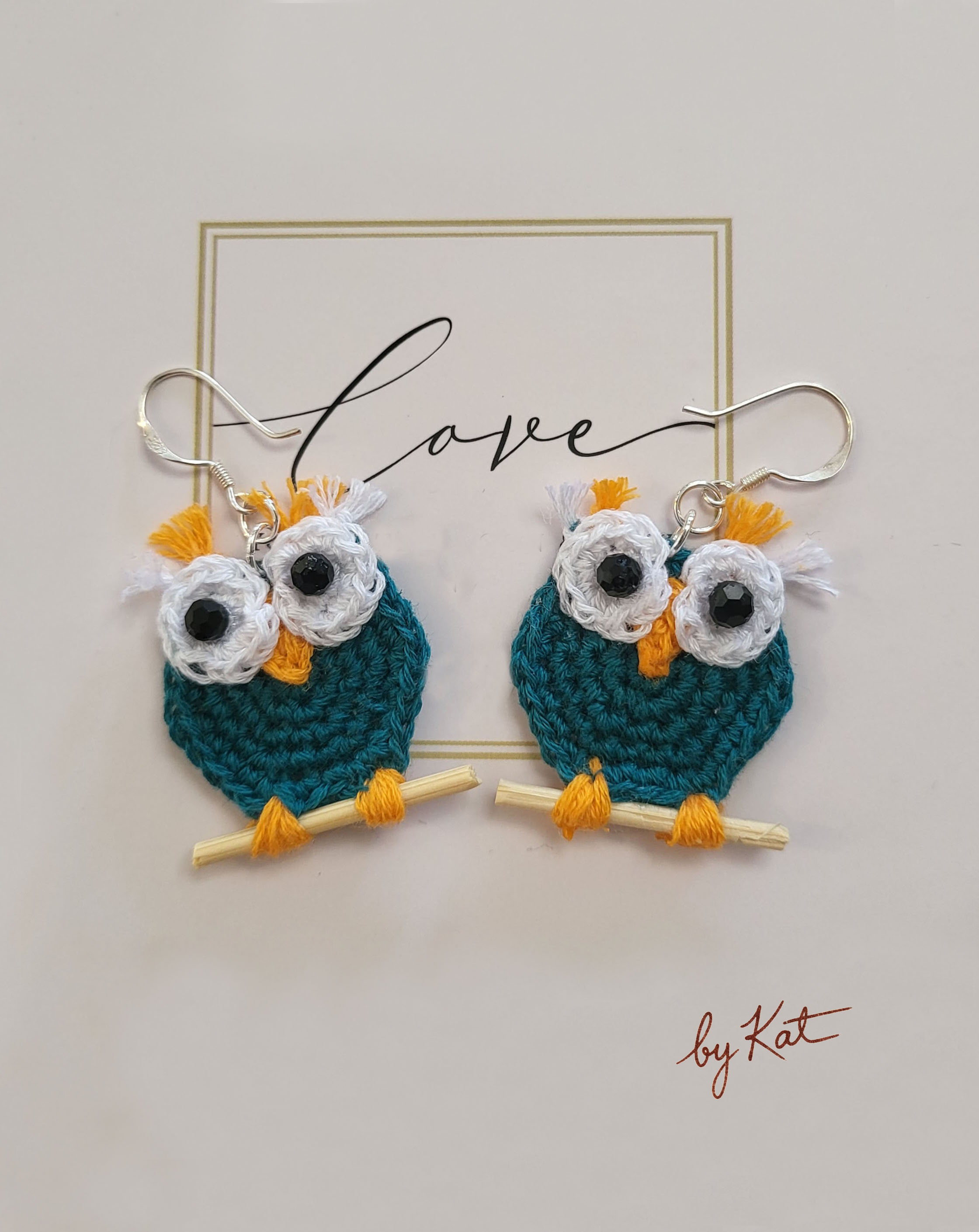 Handmade Crochet Owl Earrings