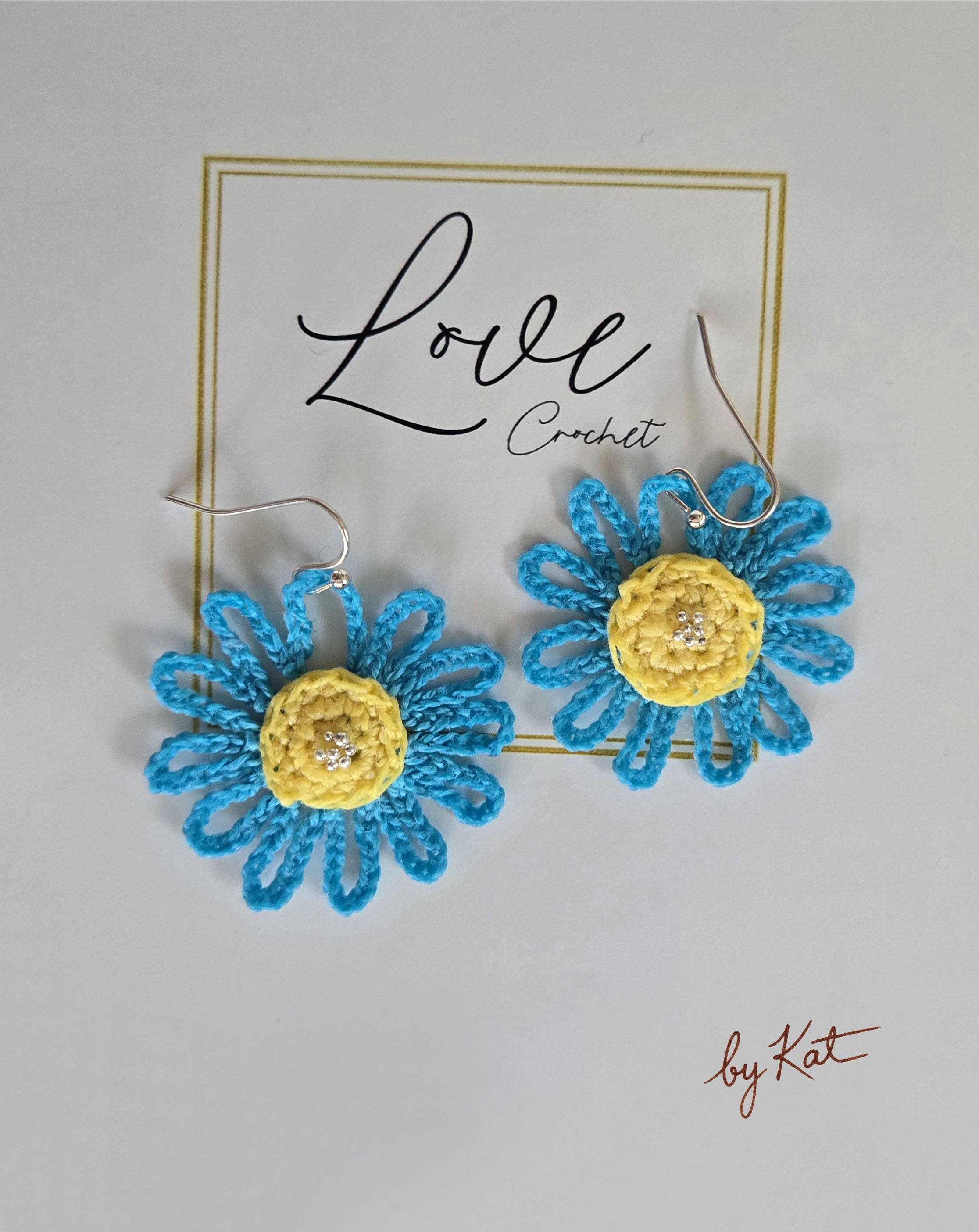 Handmade Crochet Daisy Earrings