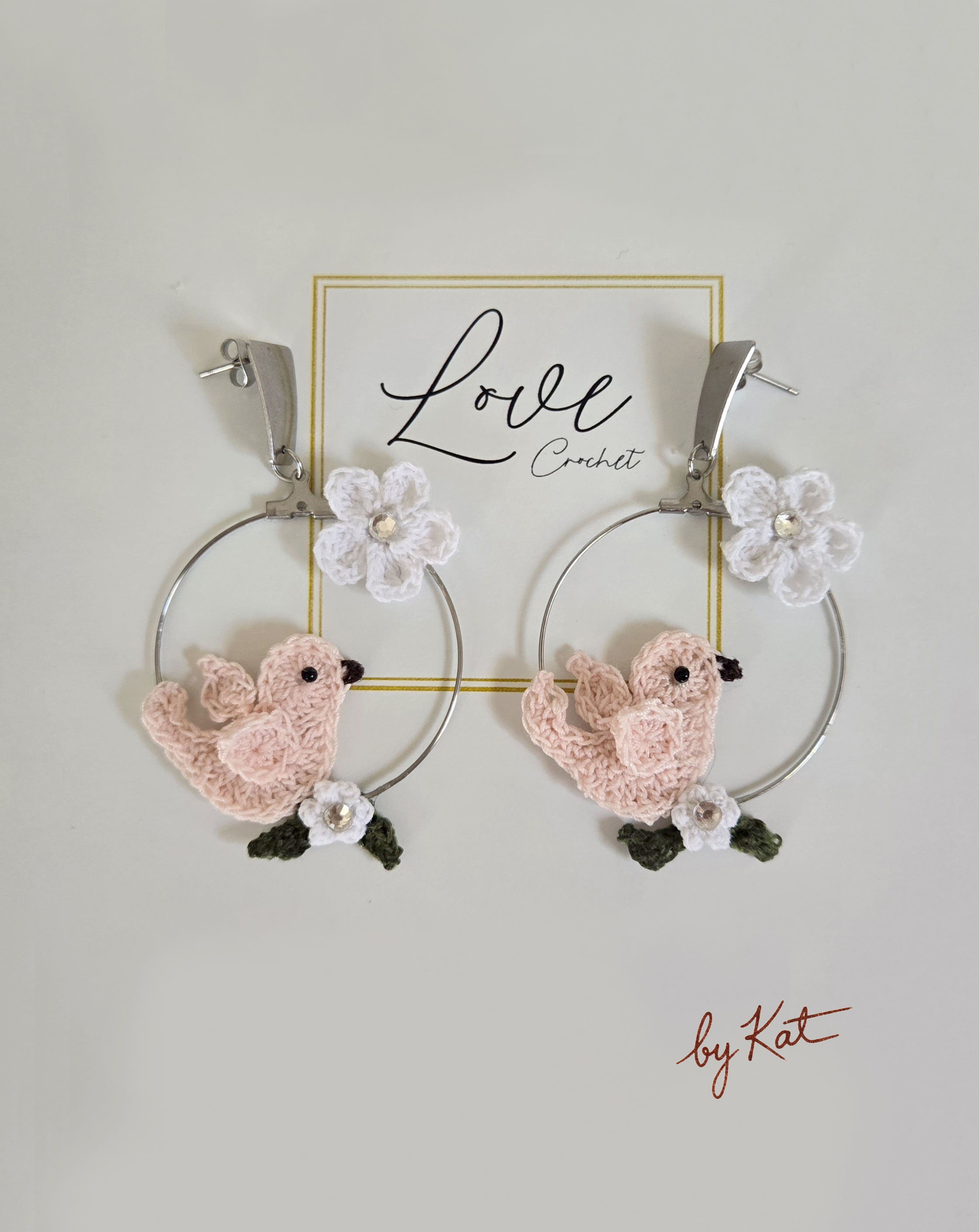 Handmade Crochet Bird Earrings