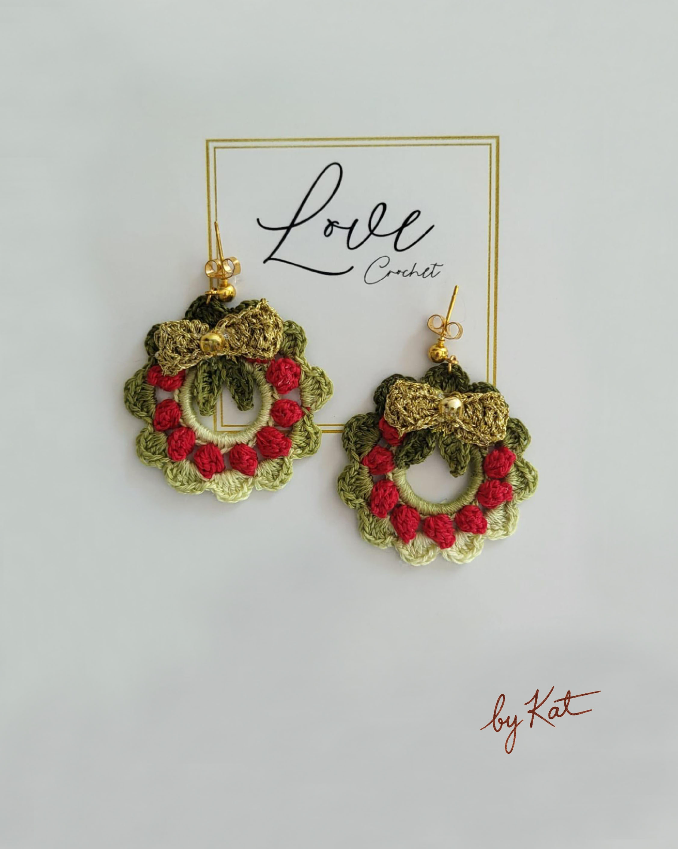 Crochet Christmas Wreath Earrings