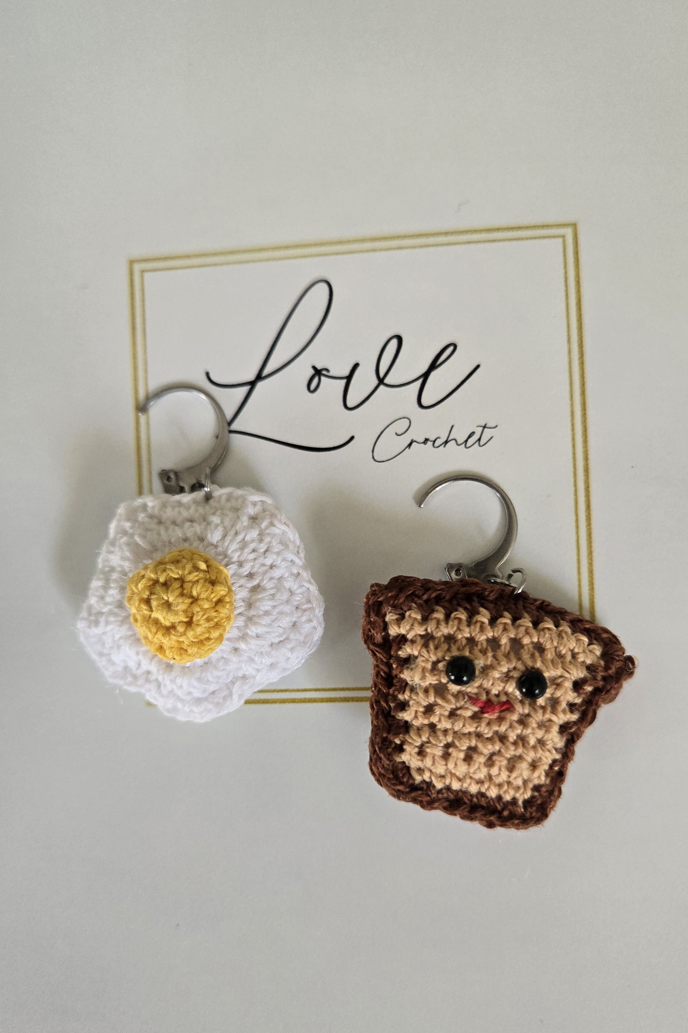Crochet Egg and Toast Earrings