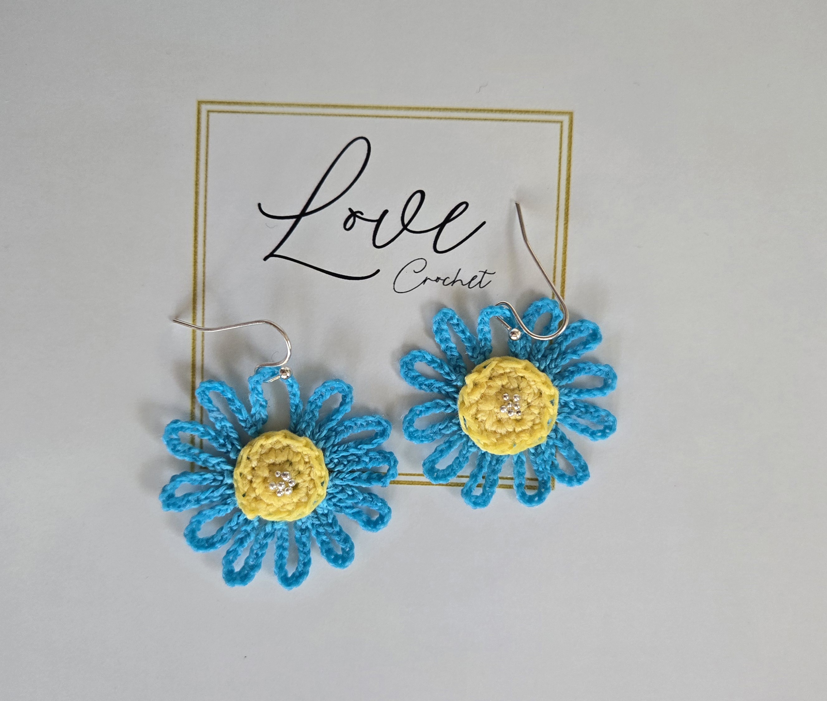 Handmade Crochet Daisy Earrings