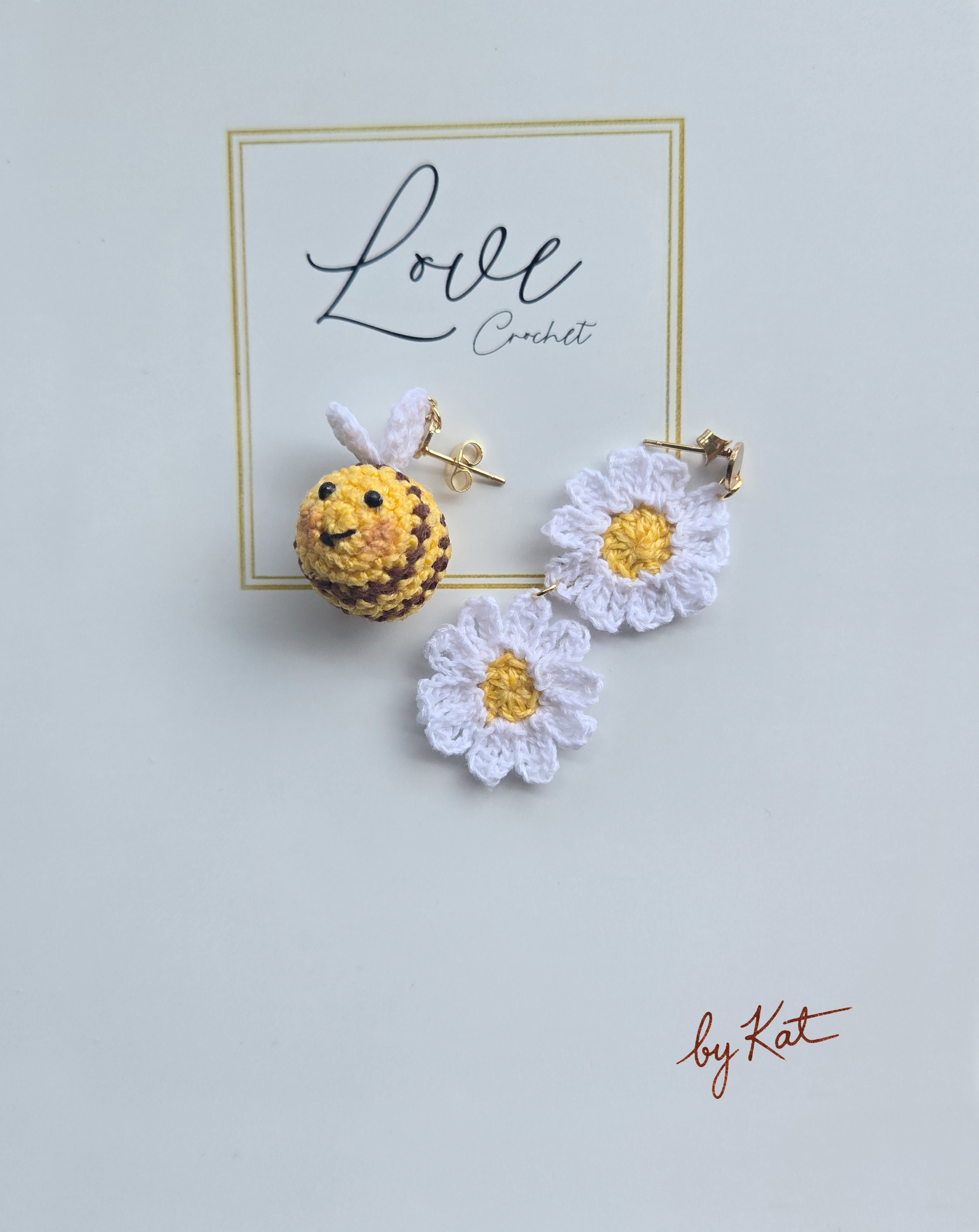 Bee and Daisy Crochet Earrings