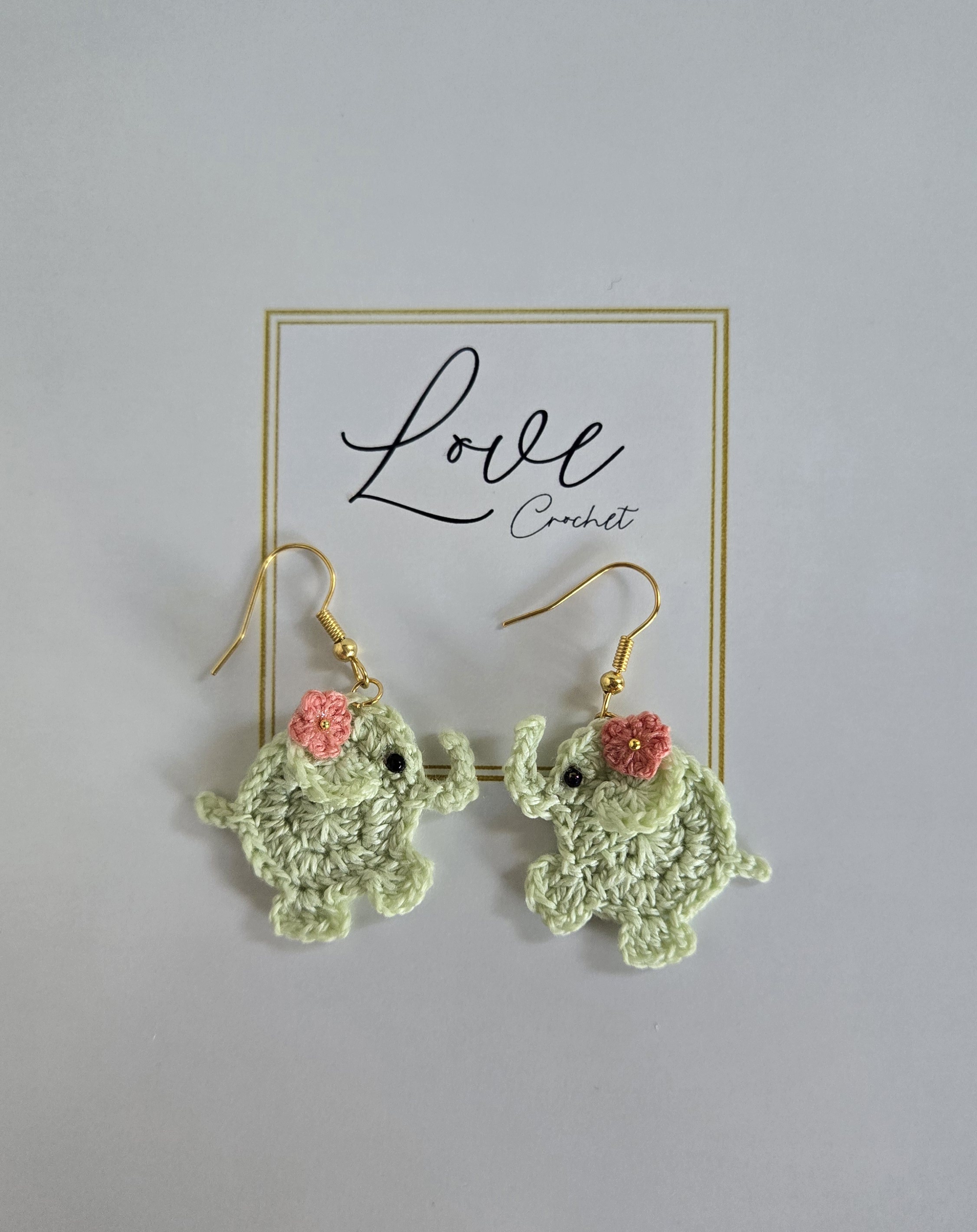 Crochet Elephant Earrings