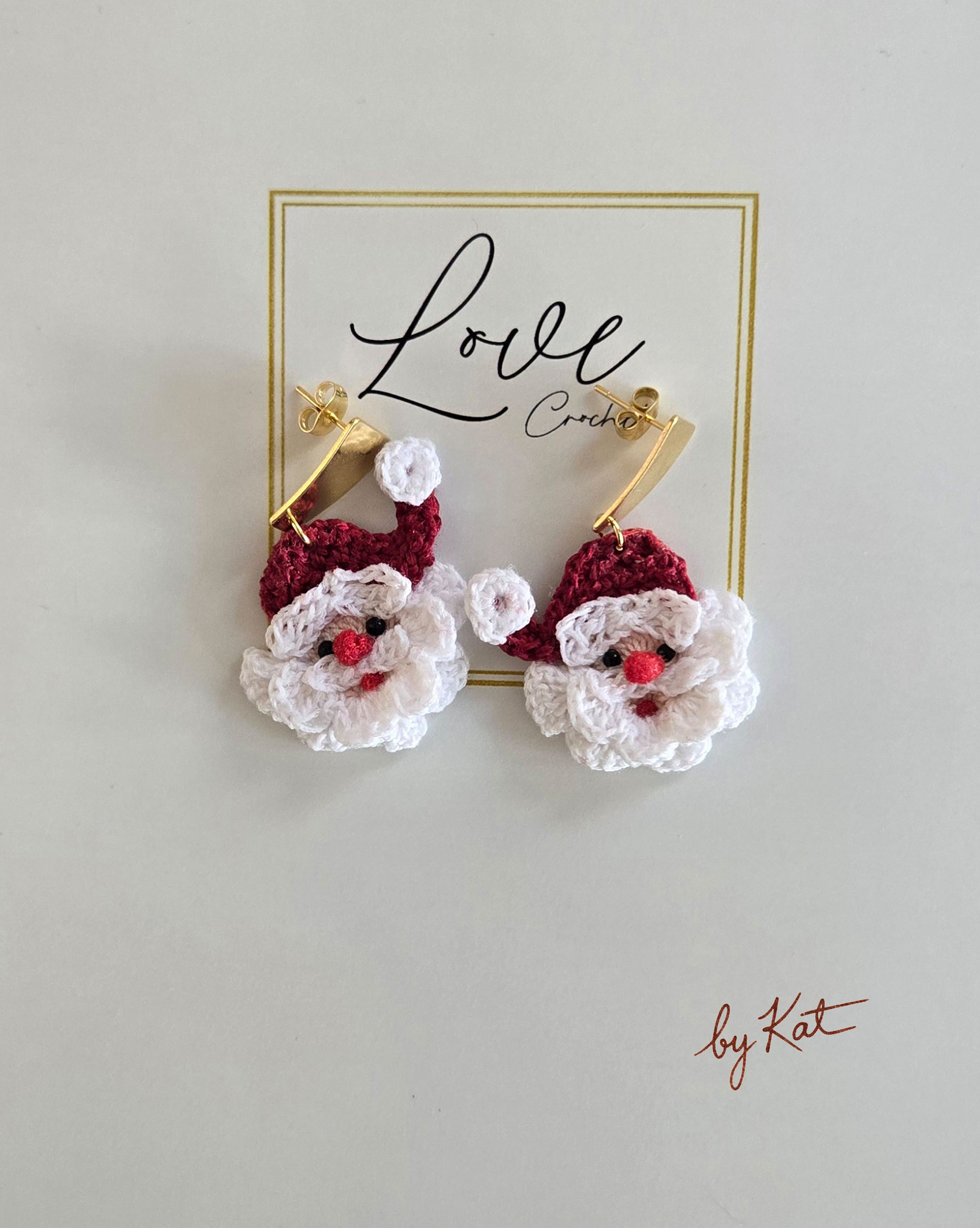 Handmade Crochet Santa Earrings