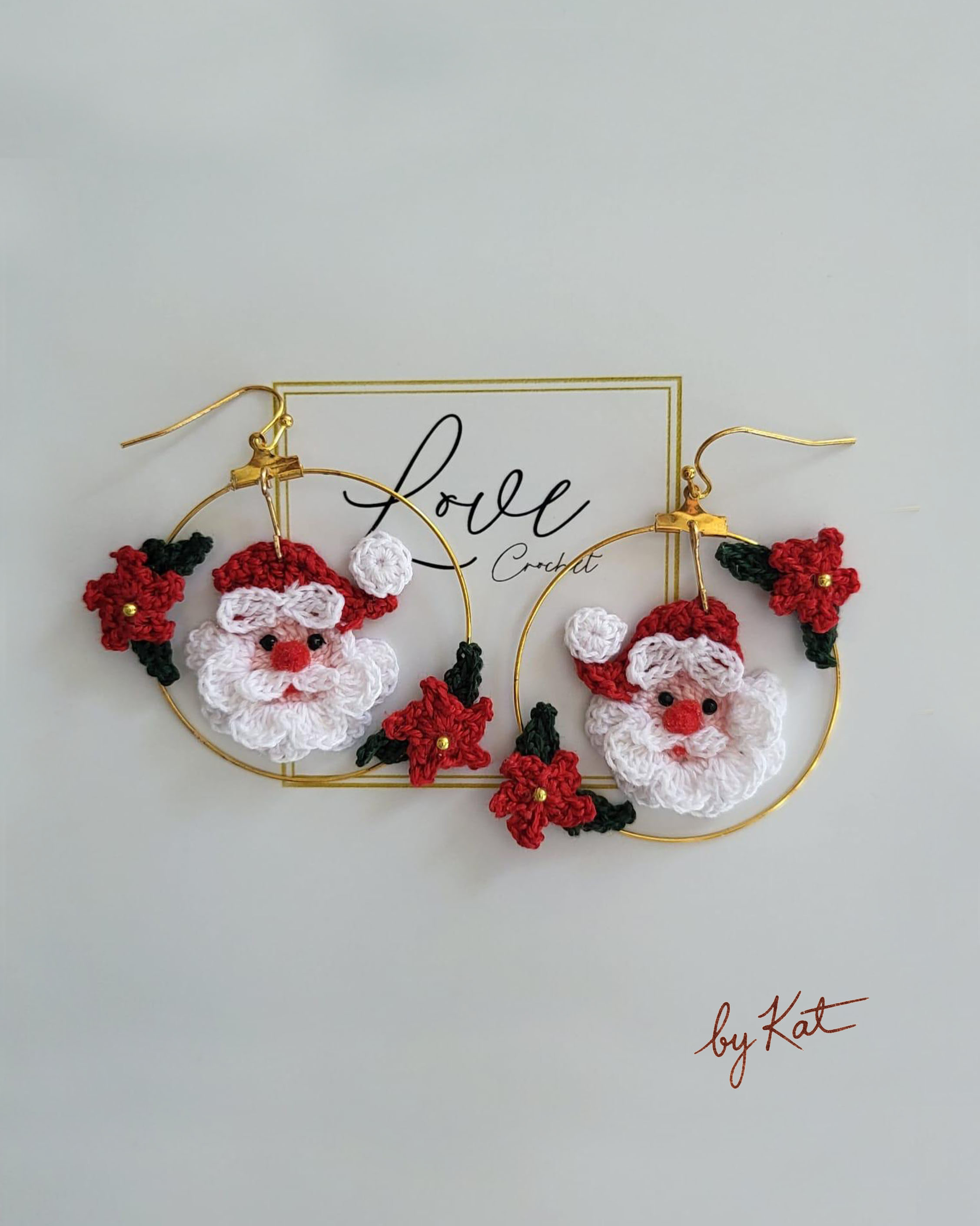 Handmade Crochet Santa Earrings