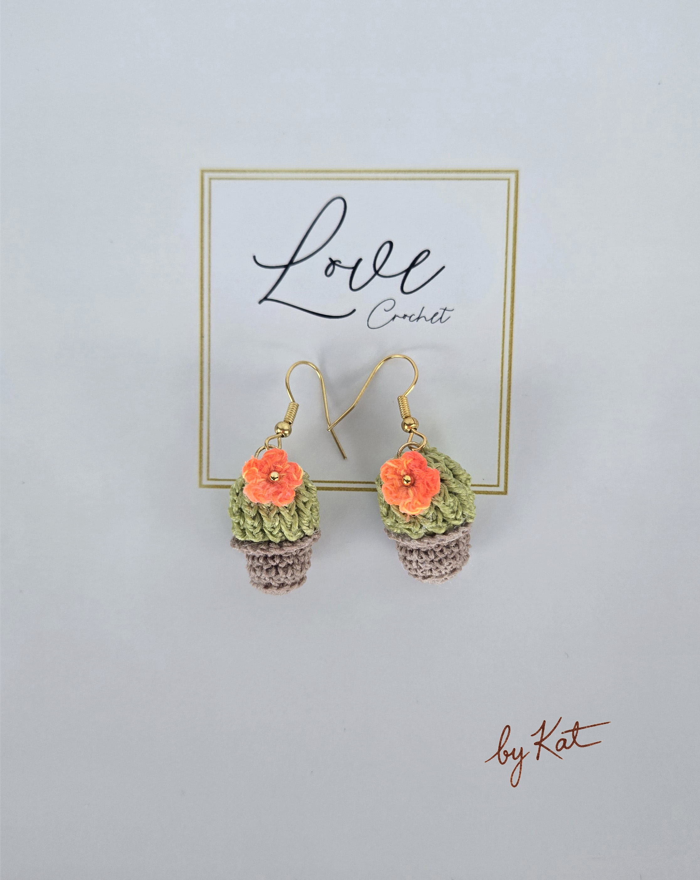 Handcrafted Crochet Cactus Flower Earrings