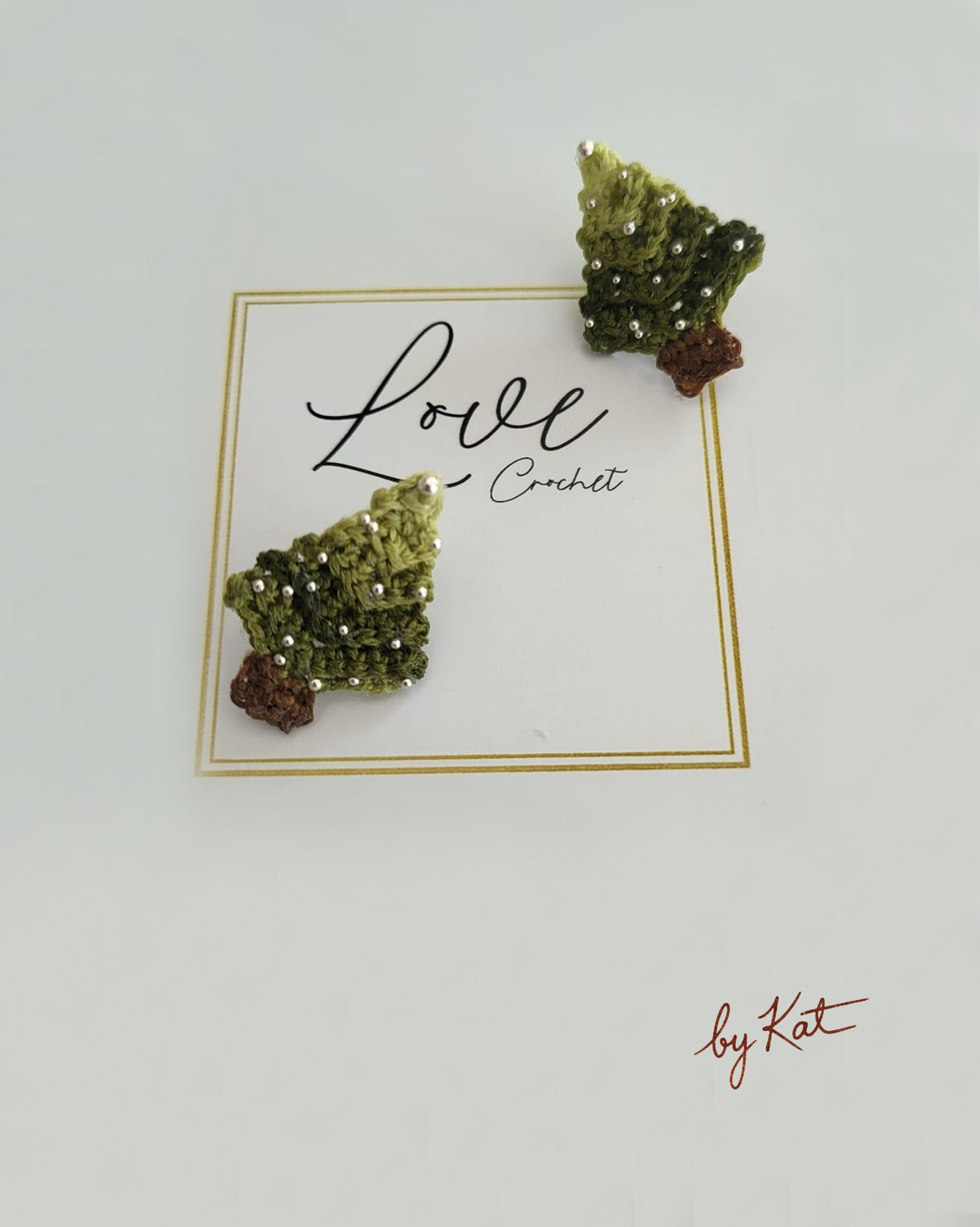 Handmade Crochet Christmas Tree Earrings