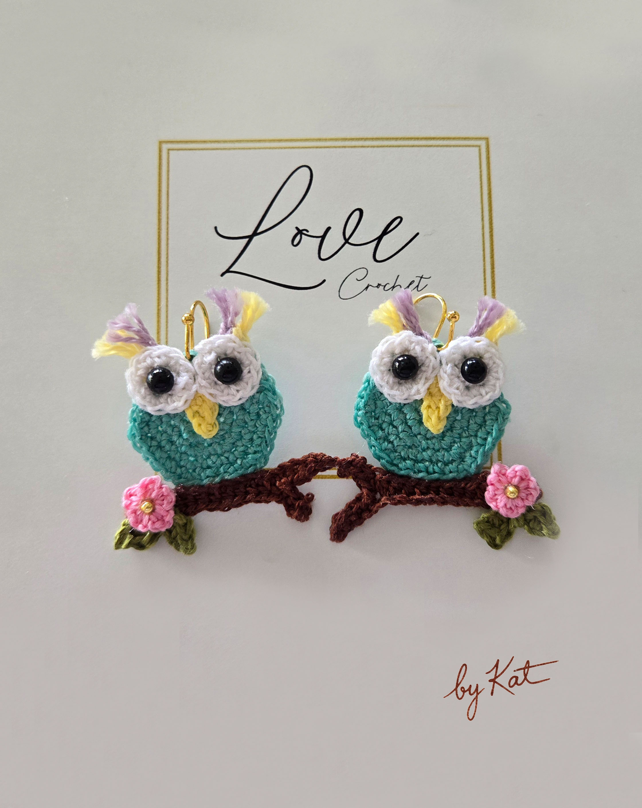 Handmade Crochet Owl Earrings
