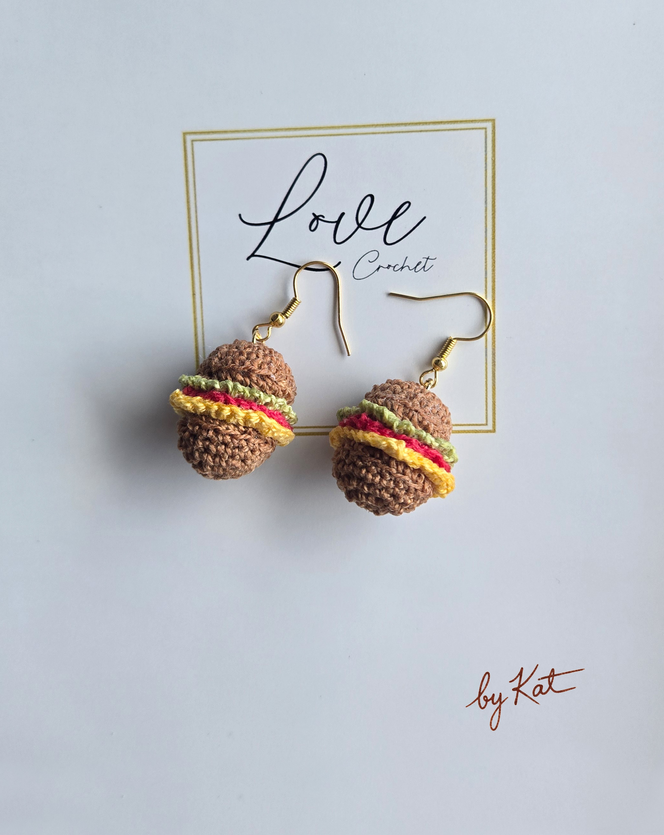 Crochet Hamburger Earrings
